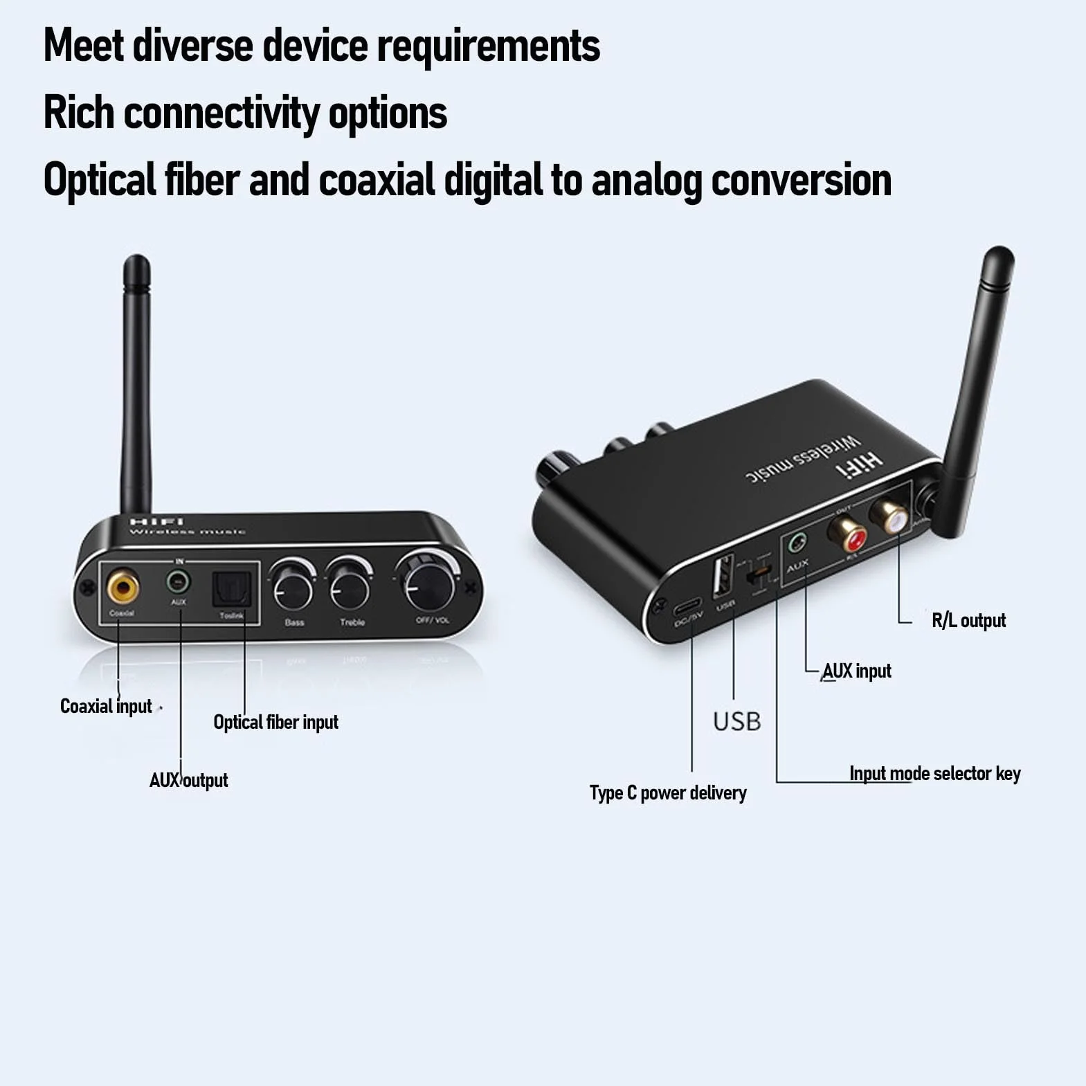 Cuifati Cyfrowe na Analogowe Konwerter Audio z Zdalnym Sterowaniem, Optyczne Koncentryczne Wejścia USB do Aux Wyjściowe Adapter Dźwiękowy Bluetooth