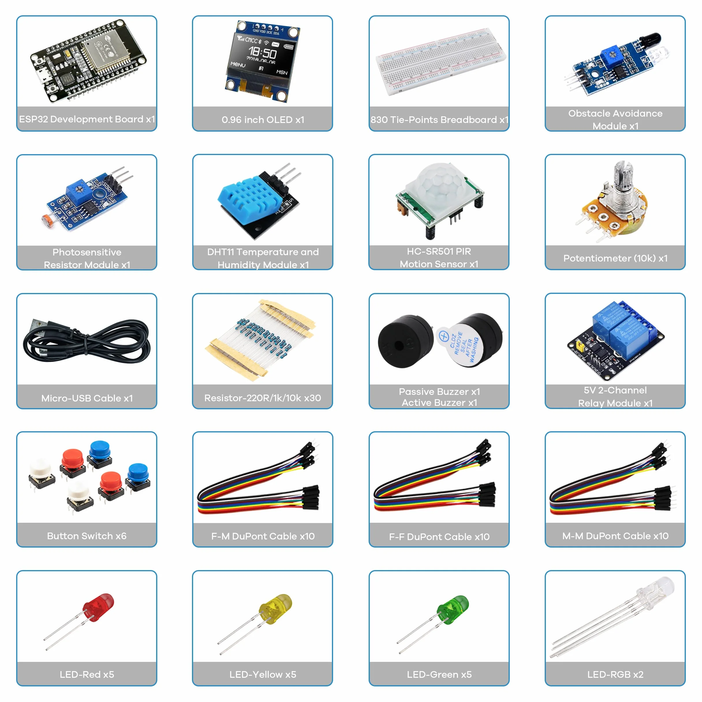 LAFVIN Basic Starter Kit for ESP32 ESP-32S WiFi IoT Development Board Arduino IDE