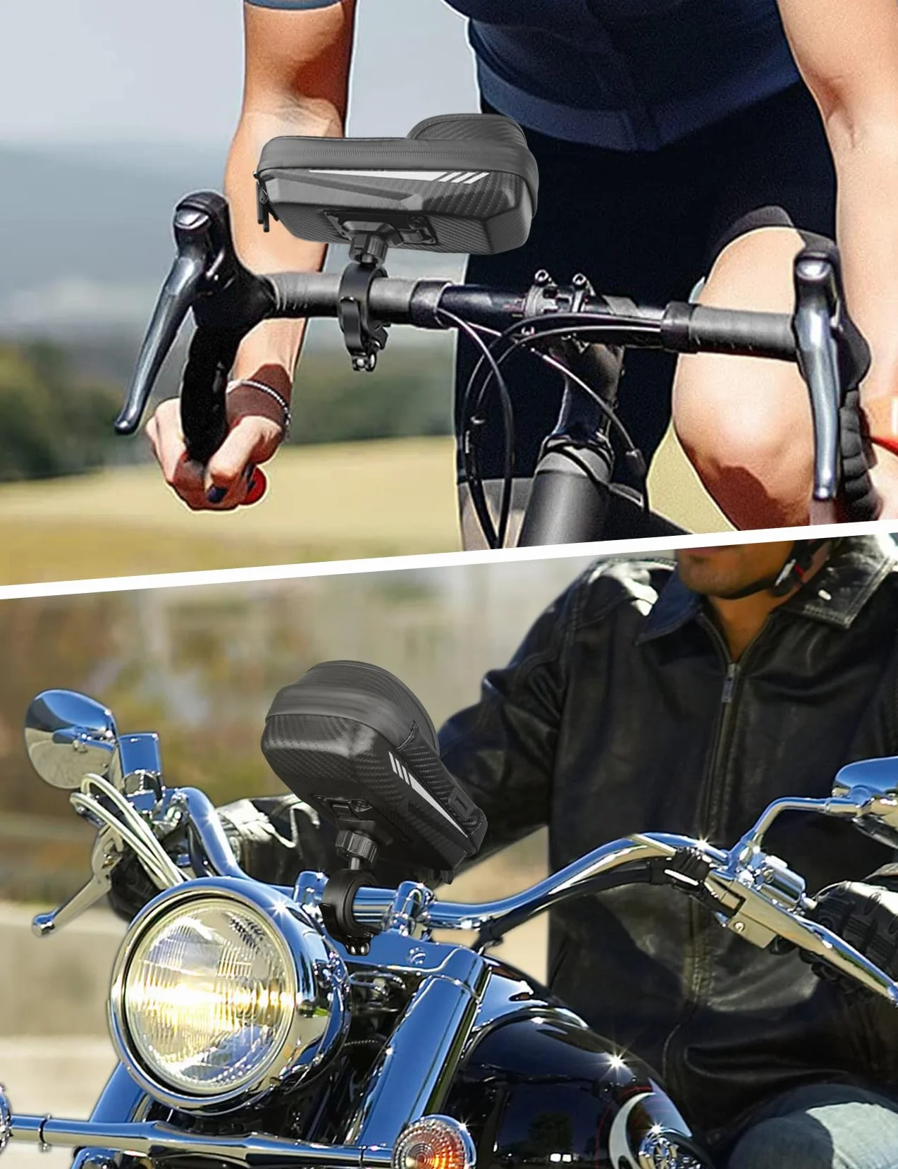 Rowerowy uchwyt na telefon komórkowy wodoodporny uchwyt na motocykl na telefon komórkowy obracany o 360° uchwyt na telefon komórkowy dla smartfona 4,7-7" z osłoną przeciwdeszczową torba na