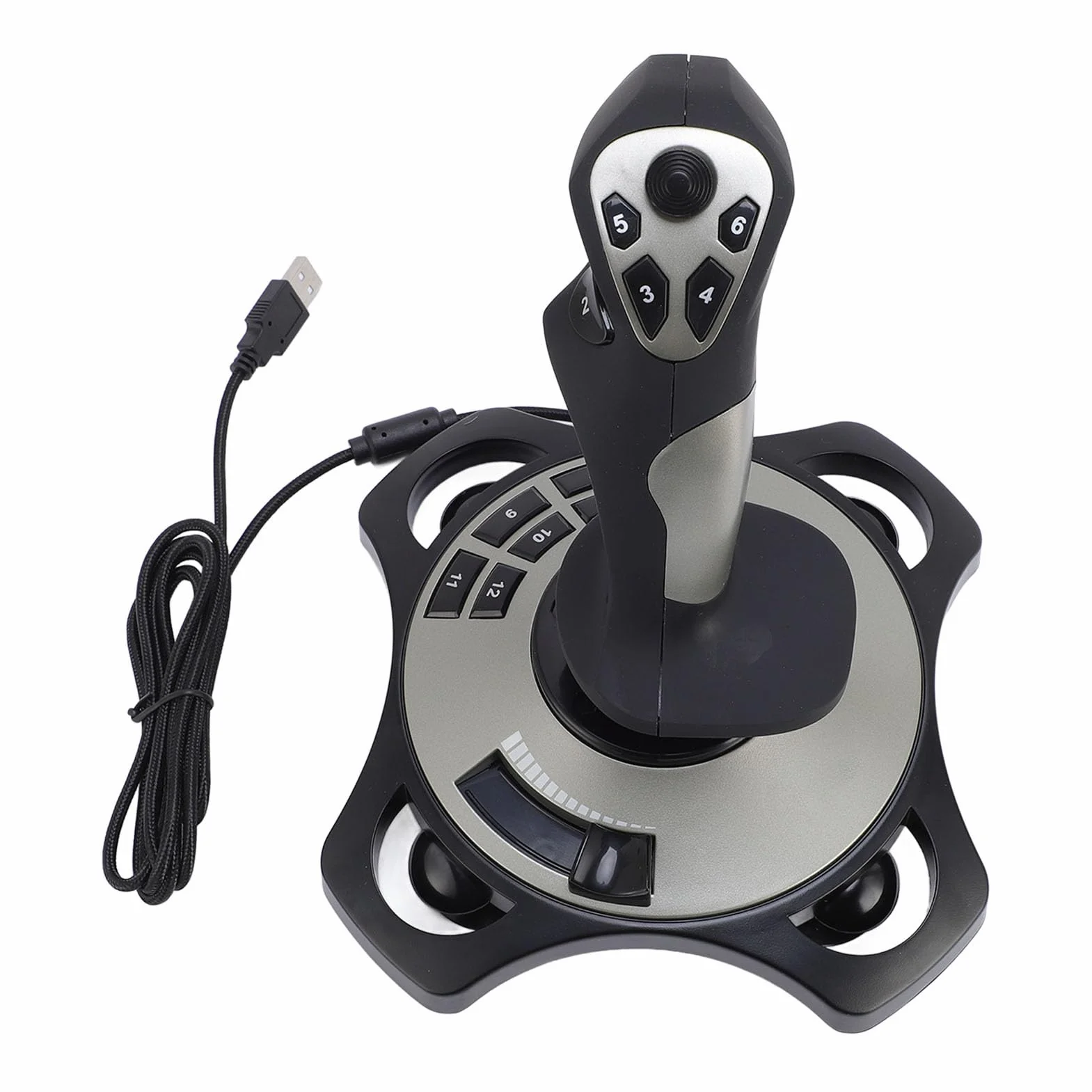 Elprico Symulator Lotu Kontroler Typu Joystick Przewodowy Drążek Sterowy USB z Wibracjami i Przyciskami Wielofunkcyjnymi dla 7 8 10 11, Doskonały dla Graczy w Gry Lotnicze