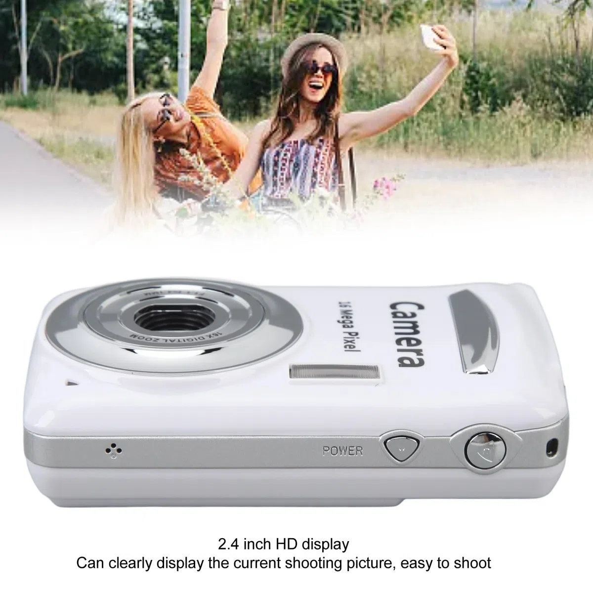 Aparat Cyfrowy, Kieszonkowy Aparat Kompaktowy HD 16MP 1080P z Ekranem 2,4 Cala, Autofokusem z 16-krotnym Zoomem, funkcją Anti Shake, przenośną kamerą do Vlogowania, dla Chłopców,