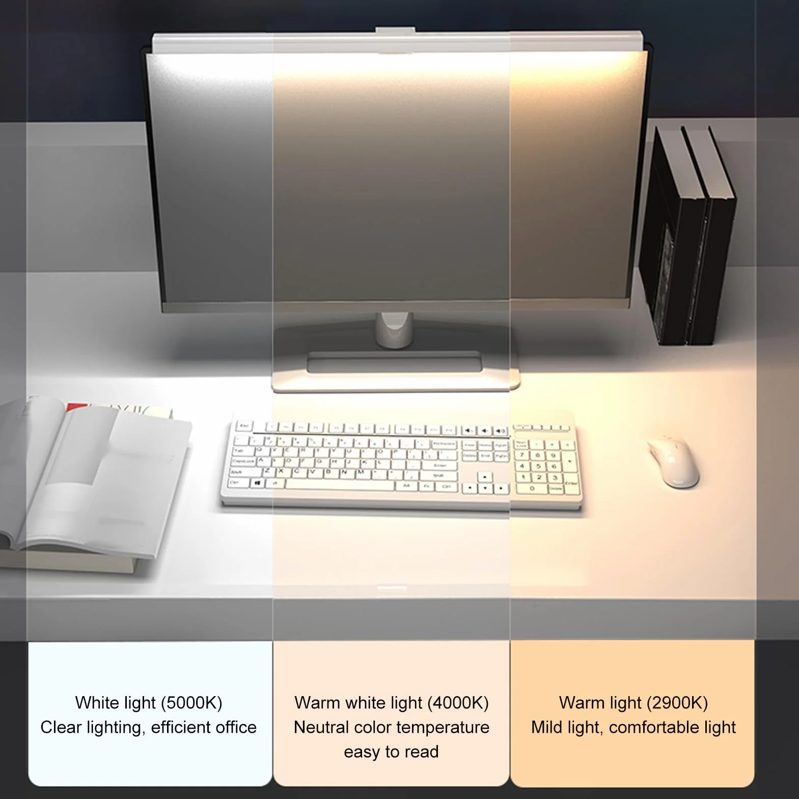 Listwa świetlna monitora USB 3 regulowane temperatury barwowe ściemnialna dotykowa lampka LED do czytania