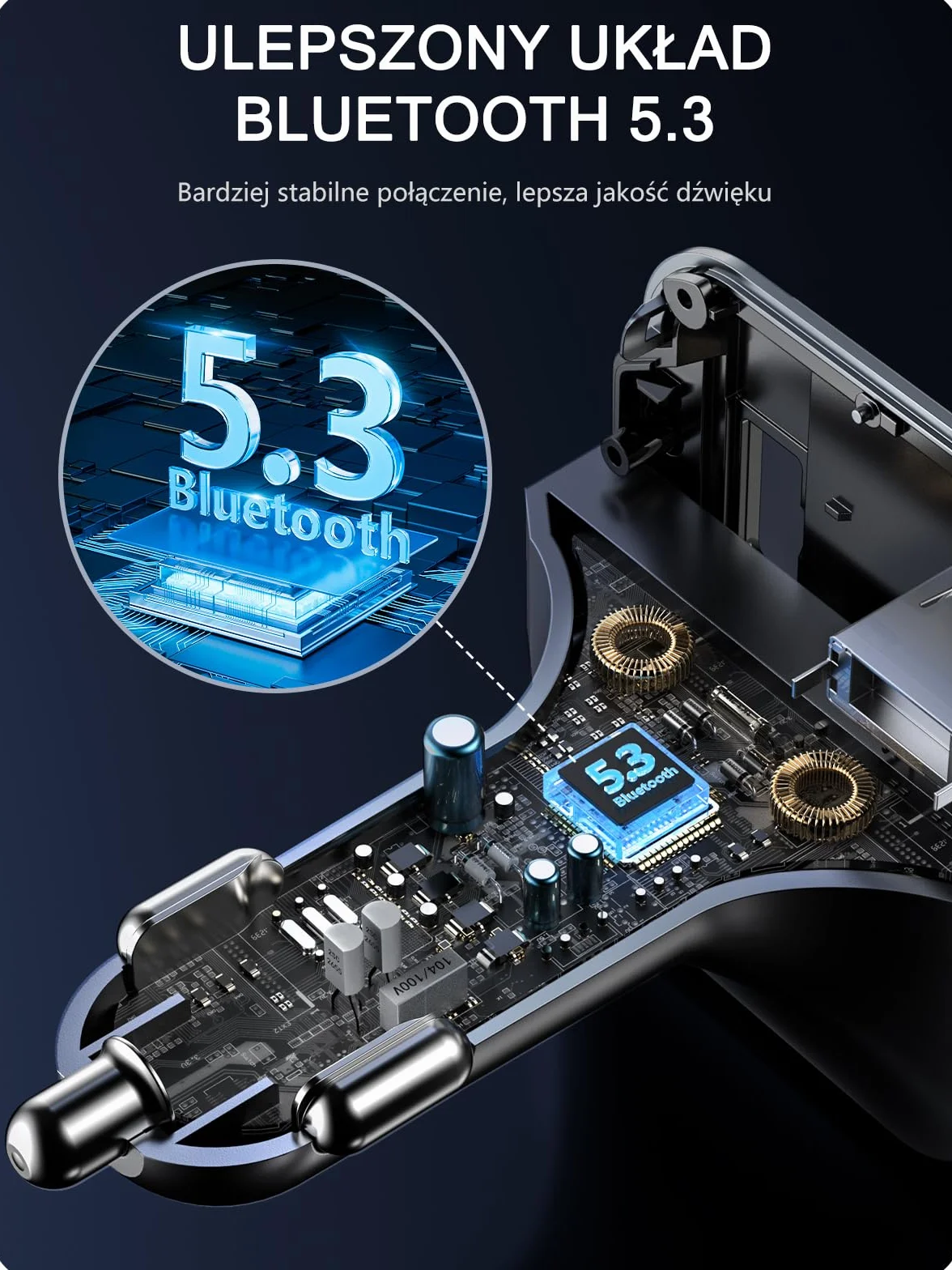 LENCENT 5.3 Samochodu Nadajnik FM Bluetooth, Bezprzewodowy Adapter Radiowy z Typ C PD 20 W + QC3.0 ładowarka Fast USB, Zestaw Głośnomówiący, Odtwarzacz Stereo MP3, Obsługuje dysk U, Kolorowe światło