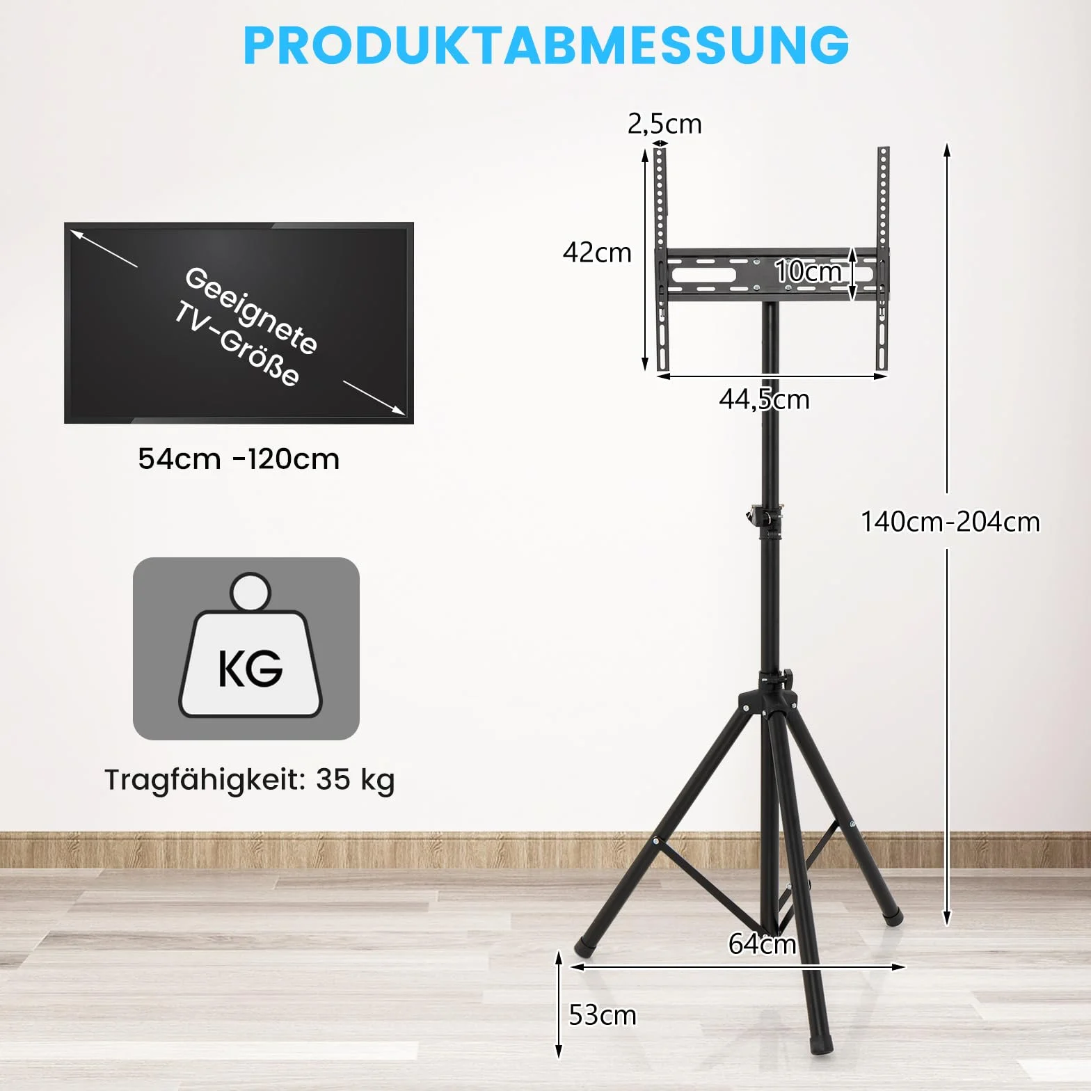 COSTWAY Stojak pod telewizor z regulacją wysokości, 21–47 cali, 35 kg, 450x100 mm, czarny