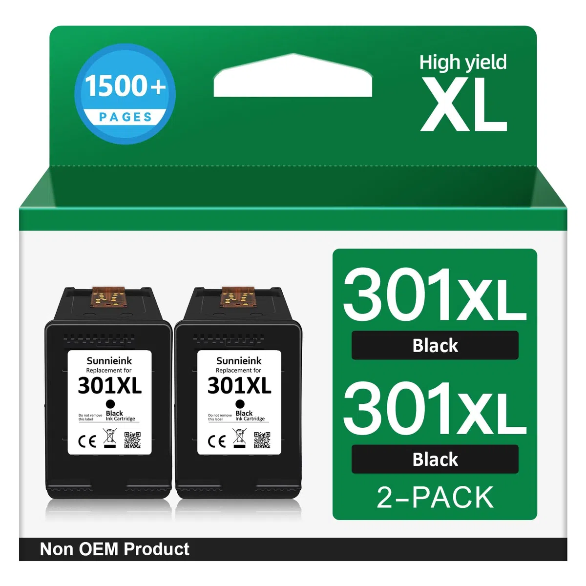 Sunnieink 301 czarny wkład atramentowy, 301 XL zamiennik do HP 301 wkłady atramentowe Combo Pack, tusz do drukarki 301XL dla Envy 5530 4500 4507 5532 DeskJet 3050a 3050 1514 1510 2544 2540 1050 biuro