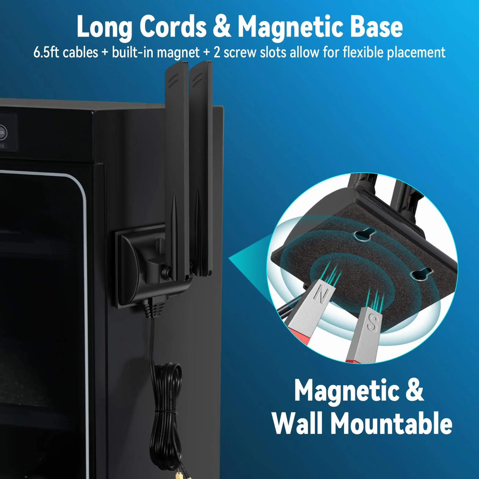 Eightwood Tri Band WiFi 6E Antena RP-SMA z magnesowym uchwytem 200 cm przedłużaczem kabla do PC Router WiFi 6