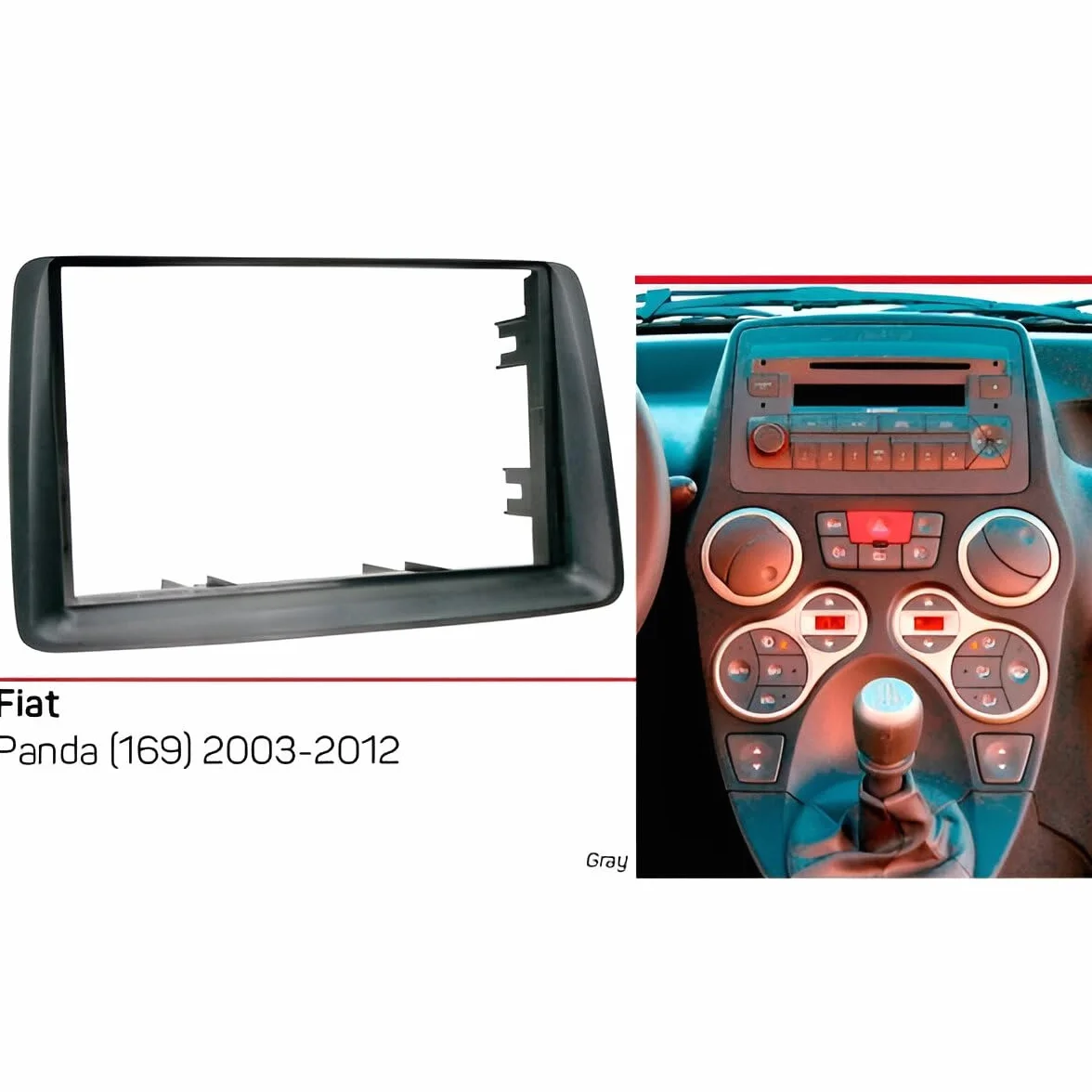 Sound-way - Zestaw do montażu radia samochodowego, przednia rama radia DIN, adapter kompatybilny z Fiat Panda (169) 2003-2012