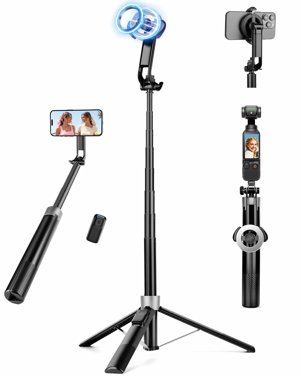 Victiv Statyw do telefonu do selfie Stick, 177.8 cm wysuwany magnetyczny statyw do telefonu z pilotem zdalnego sterowania, statyw do iPhone'a 16, 15, 14, 13, 12, Samsung