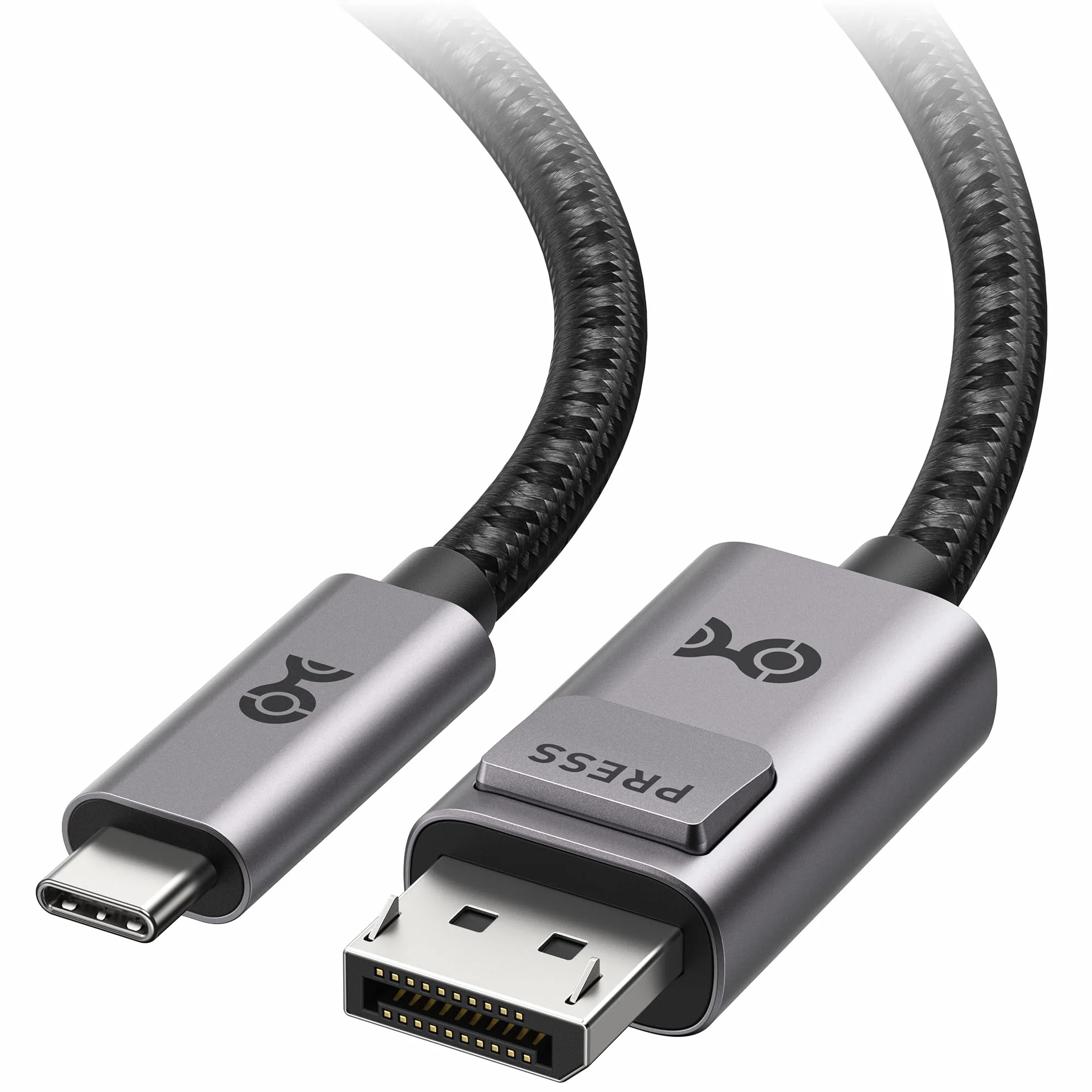 Cable Matters Wysokiej jakości pleciony kabel USB-C na DisplayPort 1,8 m (kabel USB C do DP) obsługuje 8K 60 Hz w kolorze szarym - Thunderbolt 4 / USB 4 kompatybilny z MacBook Pro Dell XPS, iPhone 15