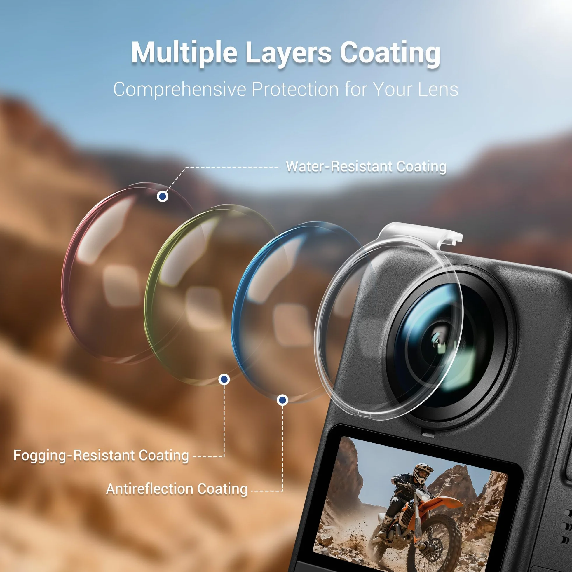 Osmo Zestaw osłon obiektywu 360, 2 szt. osłon obiektywu do DJI Osmo 360, odporne na zarysowania, zestaw osłon ochronnych aparatu Osmo360 ze ściereczką do czyszczenia vlogowania i nagrywania wideo