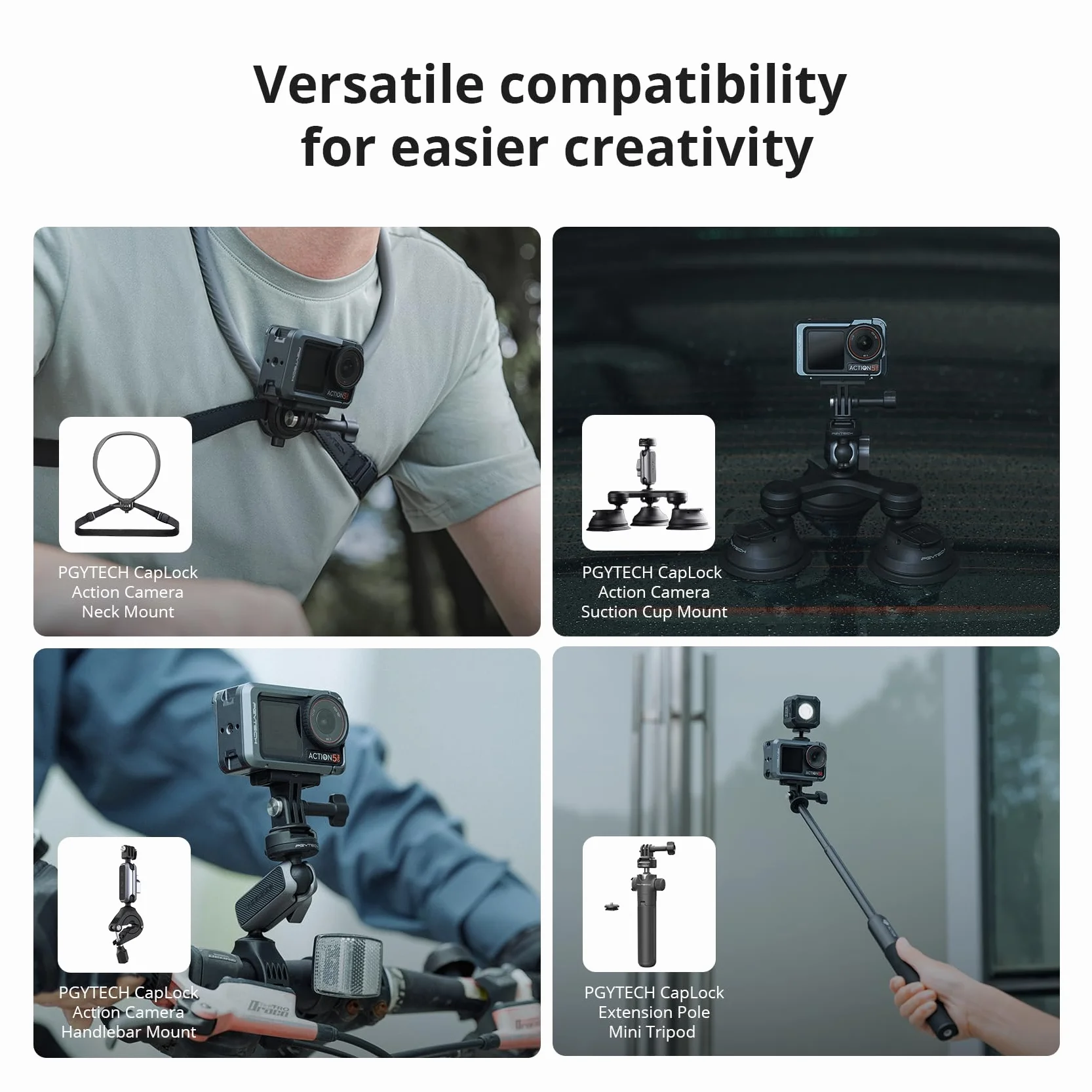 PGYTECH Klatka na kamerę do DJI OSMO Action 5 Pro obudowa ze stopu aluminium, ramka ochronna z magnetycznym złączem szybkiego zwalniania, otwór gwintowany 1/10.2 cm, zimna stopka do światła/akcesoriów