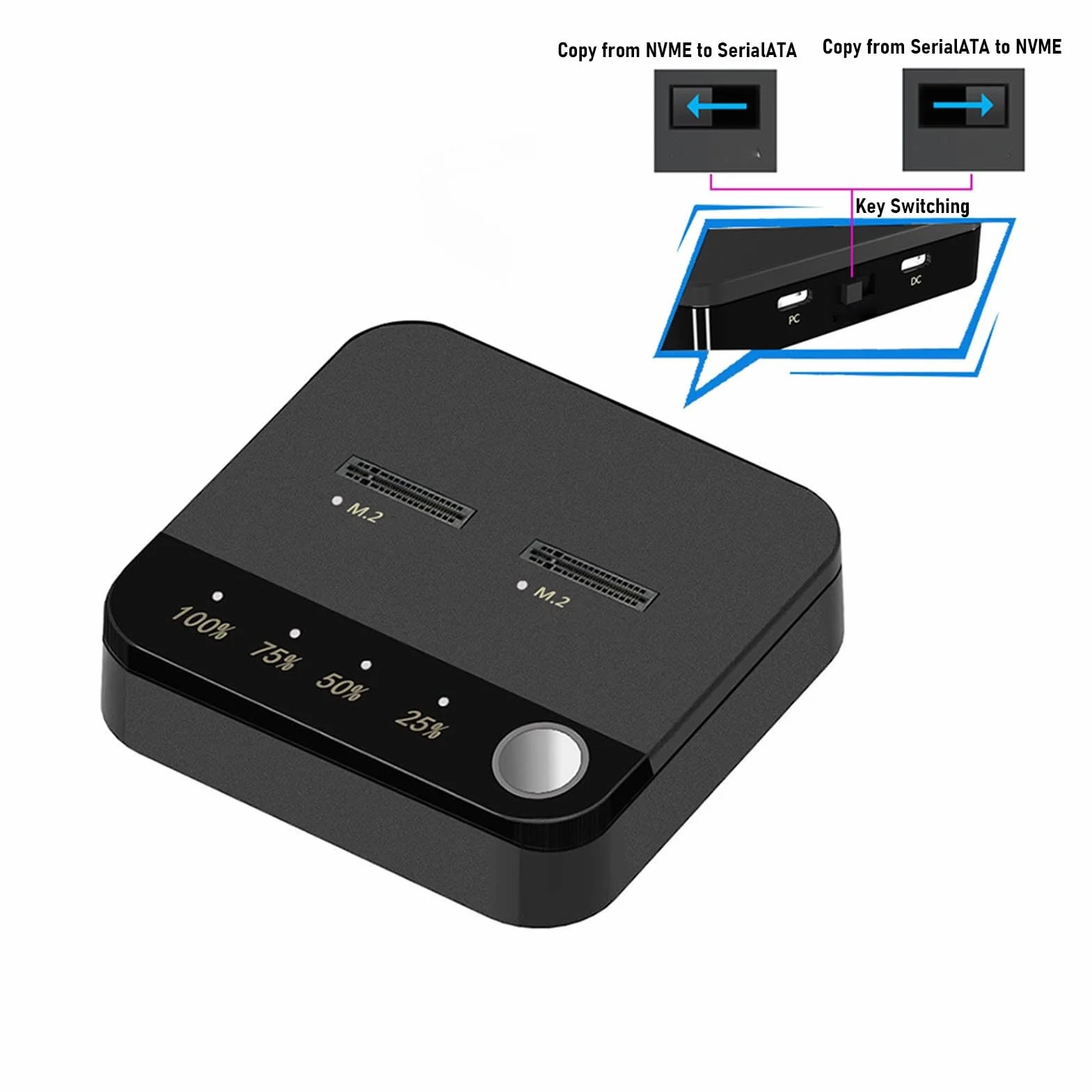 Kloner Duplikatora M.2, 20 Gb / S Seryjna ATA Dual Bay do Stacji Dokującej NVME, M.2 Dial SSD Obudowa, M2 Wsparcie w Trybie Offline UASP i Wykończenie UASP i Wykończenie