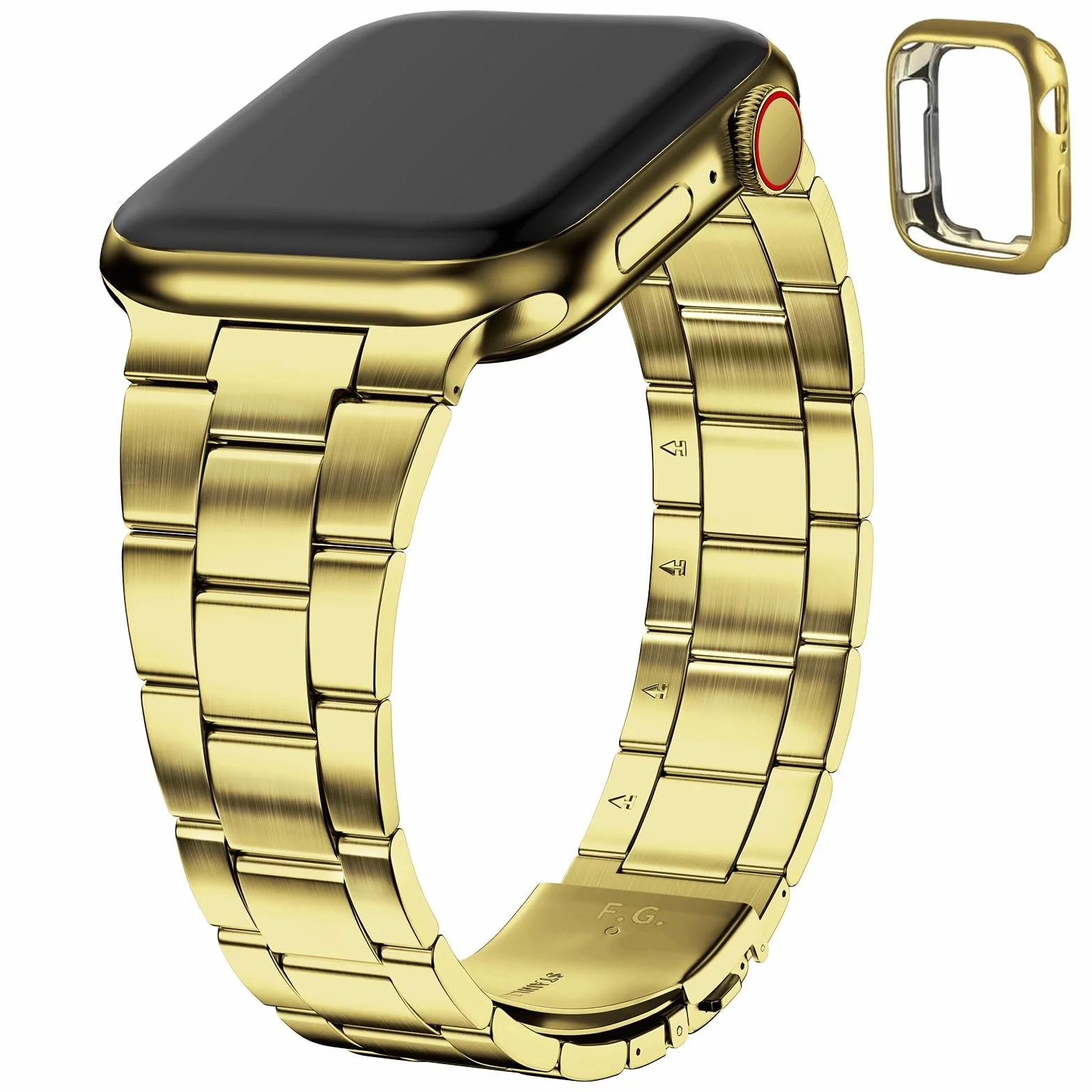 Fullmosa Pasek ze stali nierdzewnej kompatybilny z Apple Watch 40/41/38 mm do iWatch SE 3 2 1/Series 9 8 7 6 5 4 3 2 1 różowe złoto