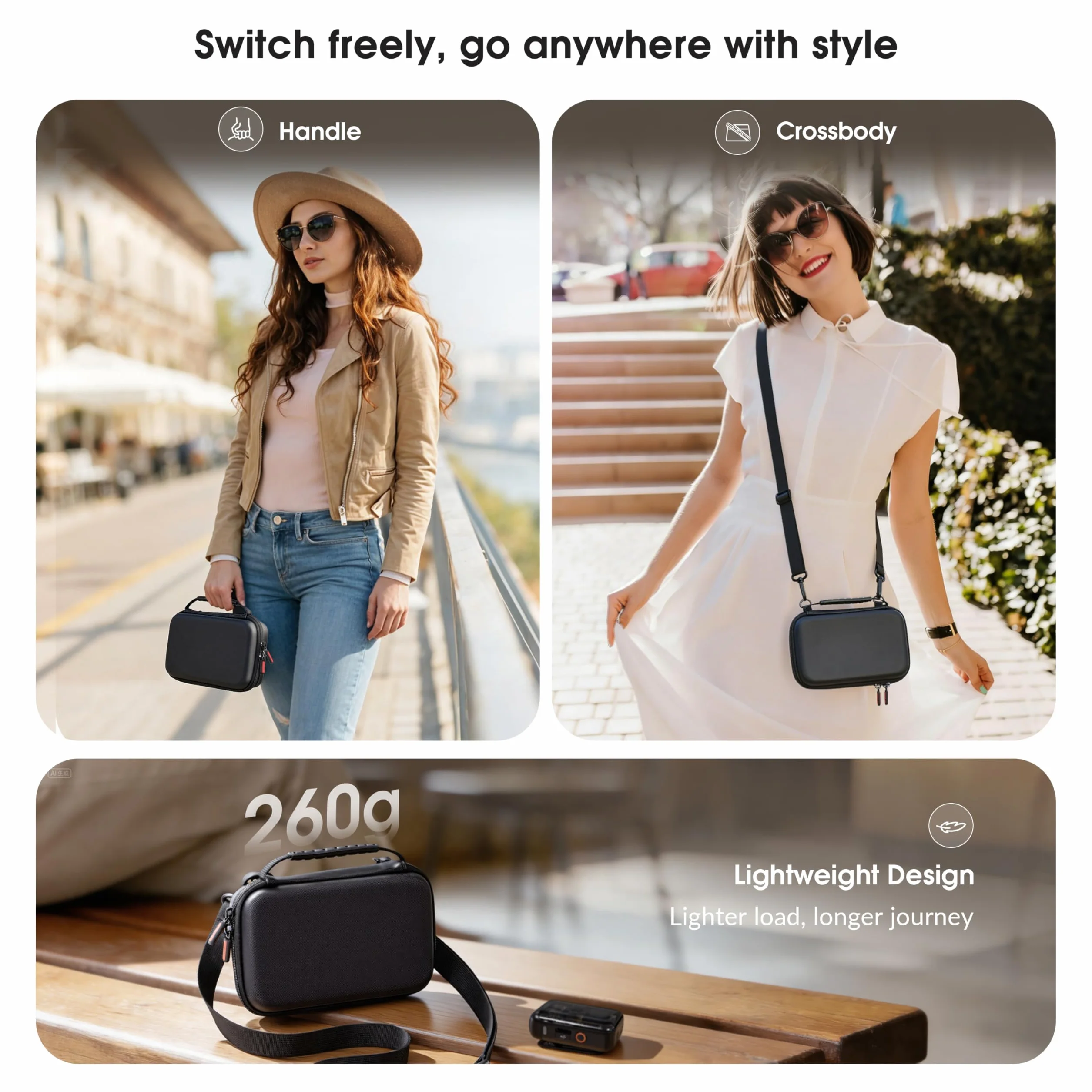 STARTRC PHOTO Osmo Pocket 4 kieszenie, gotowa do noszenia torba ochronna z poliuretanu (PU) na akcesoria DJI Pocket 4 Creator Combo, idealna w podróży, podczas vlogowania i oglądania filmów na świeżym