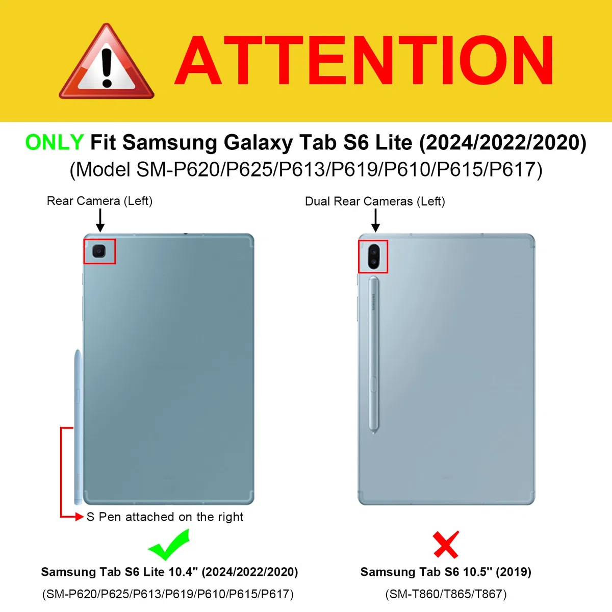 Fintie Etui do Samsung Galaxy Tab S6 Lite 10.4 2022/2020 SM-P610/P613/P615/P619, miękkie etui ochronne z TPU na tył obudowy z uchwytem S Pen i przegródkami na dokumenty, czarne