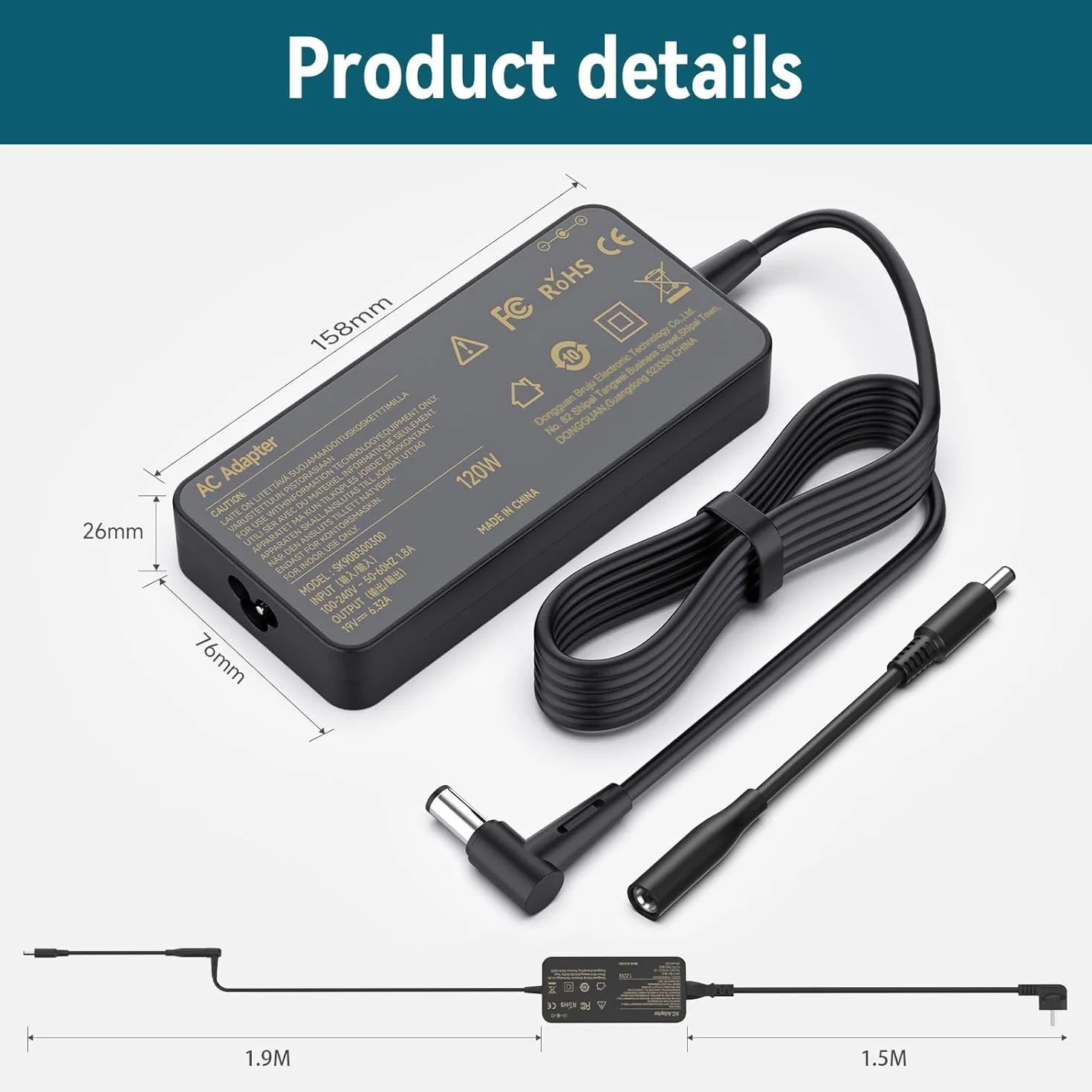 ASUS A15-120P1A Ładowarka do laptopa 120W 19V 6,32A Adapter