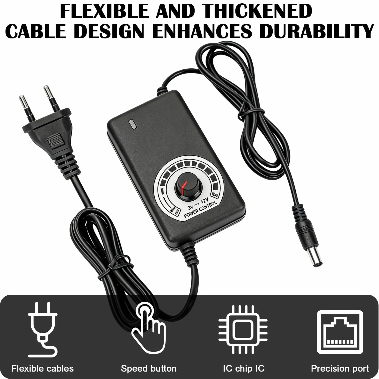 Regulator prędkości obrotowej wentylatora PWM DC 3-12 V Step up 100-240 V AC 1-4 PC Fan Adapter