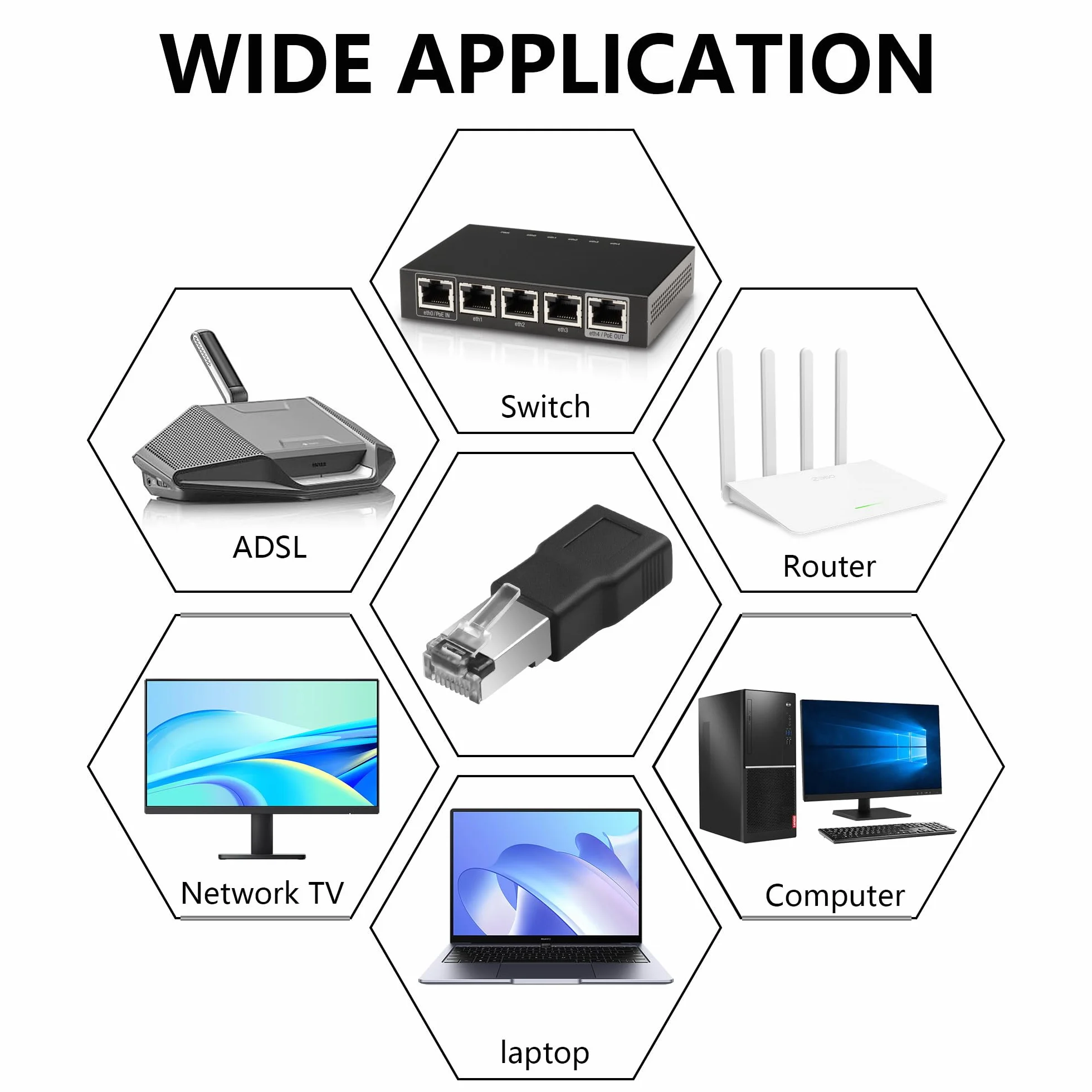 GINTOOYUN 2-szt. adapter USB na RJ45 Ethernet Czarny USB2.0 gniazdo na RJ45 8P4C męski konwerter do kamer, modemu ADSL, routera, laptopów, komputerów stacjonarnych itp