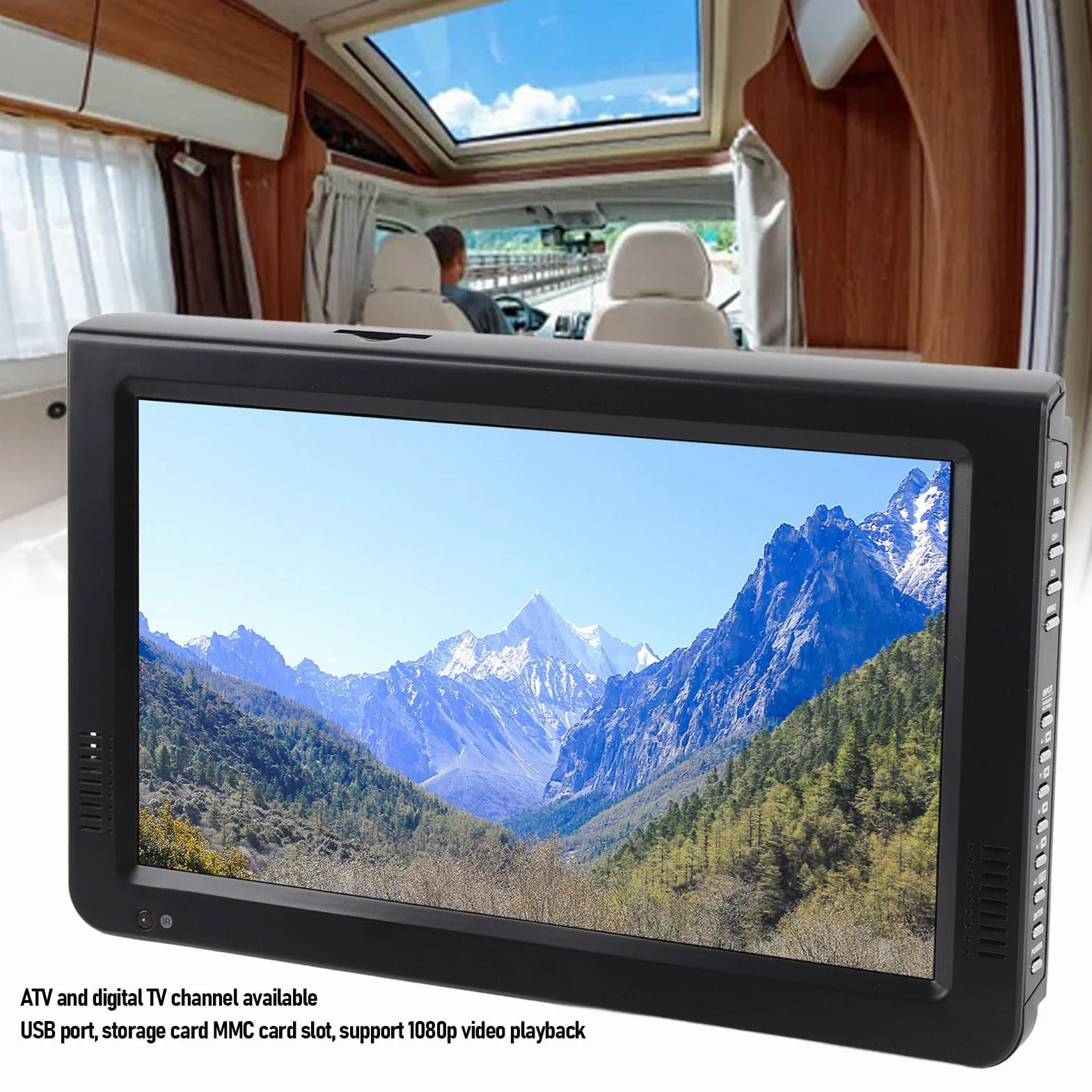 XUMIUZIY 10 "Mały Przenośny Telewizor, Cyfrowy Telewizor z Ekranem LED, Bateria 4000 MAh, Tuner o Wysokiej Czułości, Port USB, Kabel do ładowarki Samochodów Ssących, do Biwakowania,