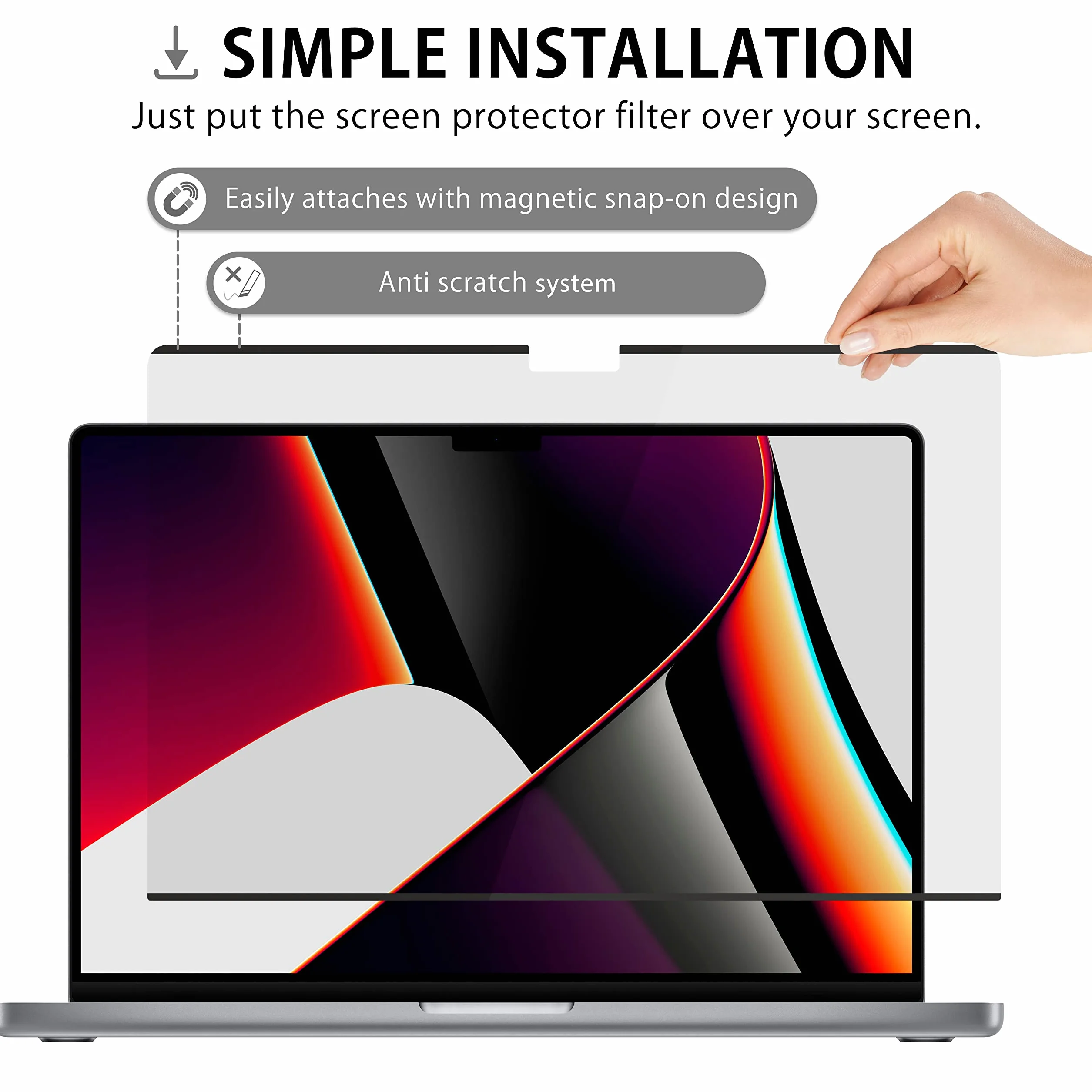 MyGadget Folia Prywatyzująca do Apple MacBook Pro 16 [Model A2485 I A2780 I A2991] 2021 - Magnetyczny filtr zaciemniający Film Anti Spieg