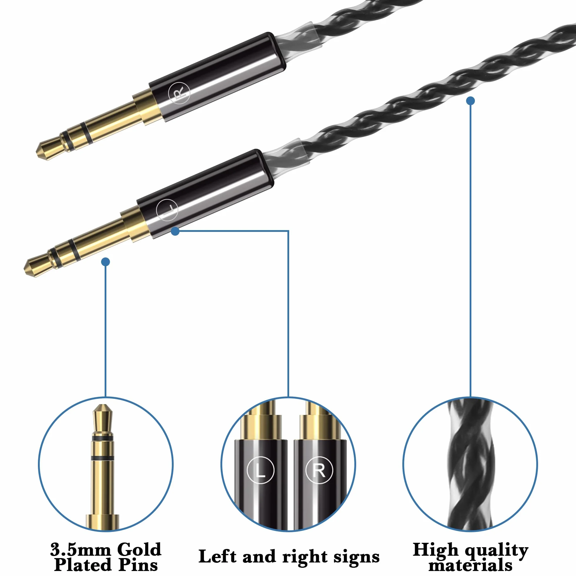 Linkidea Upgrade 6N kabel audiowy dla HIFIMAN Edition XS, SUNDARA, Arya, HE400SE, Ananda, słuchawki Denon AH-D7200, zamienny kabel słuchawkowy (1,5 m/4,9 stóp) (4-polowy złącze XLR)