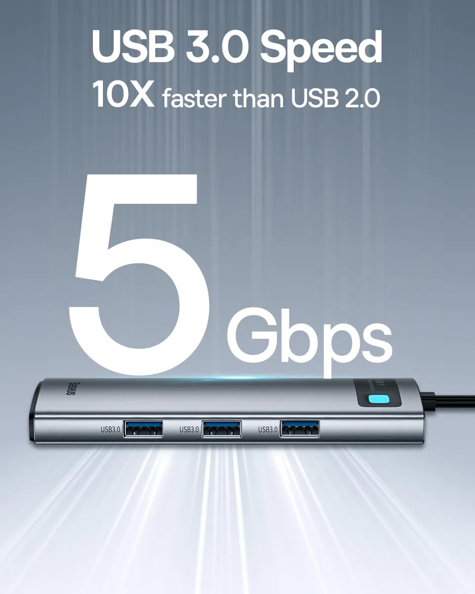 Baseus Adapter 8 w 1 USB C z HDMI 4K, Gigabit Ethernet, 100 W PD, 3 USB A 3.0, czytnik kart SD/TF, stacja dokująca USB do laptopów MacBook Pro/Air, Surface Pro, iPad Pro, Dell, Steam Deck itp