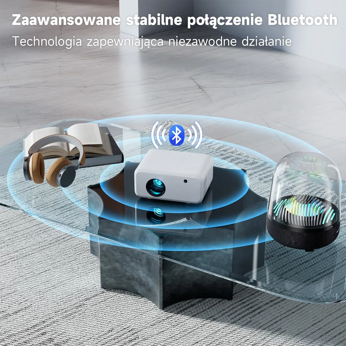 Mini Przenośny Projektor 2025 Upgraded, Visulapex V3 PRO Projektor 12000 Lumenów z Obsługą FHD 1080P, 50% Zoomem i Elektryczną Regulacją Ostrości, Projektor 5G WiFi Bluetooth dla iOS/Android/TV Stick