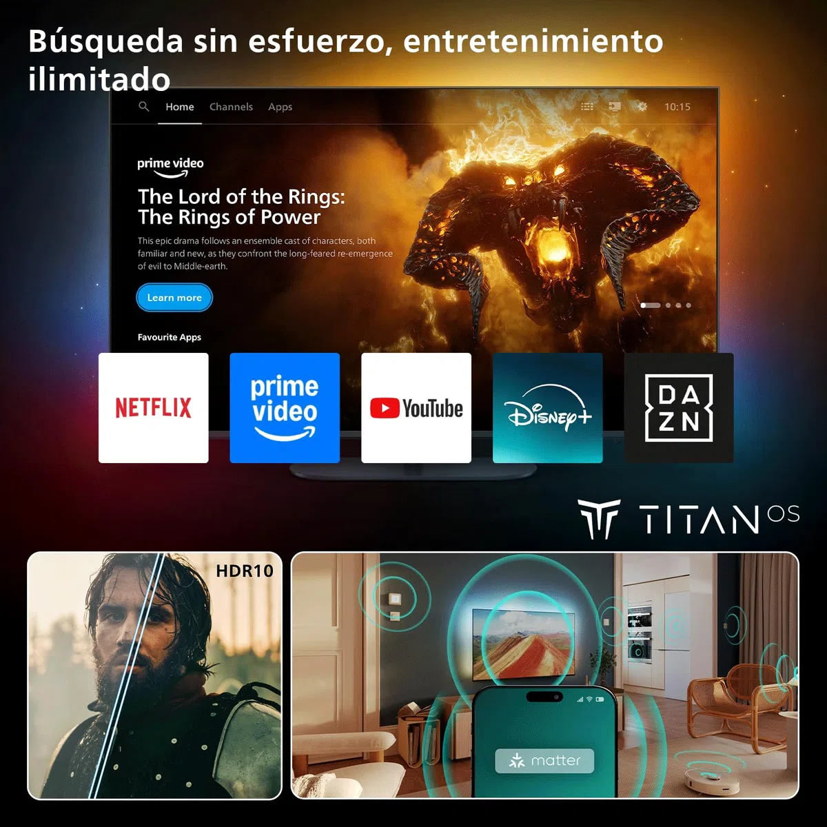 PHILIPS 32PQS6901/12 Smart TV 4K QLED Ambilight, 32 cale, Pixel Precise Ultra HD, Titan OS, Dolby Audio