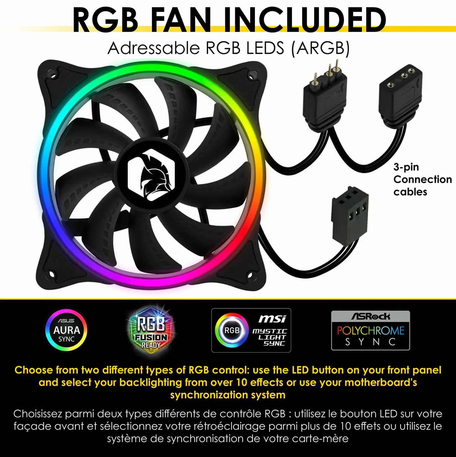 EMPIRE GAMING – Obudowa dla graczy PC Diamond ARGB Medium ATX Tower Case – Akrylowy panel przedni i panel boczny ze szkła hartowanego – 4 adresowalne wentylatory LED RGB 120 mm