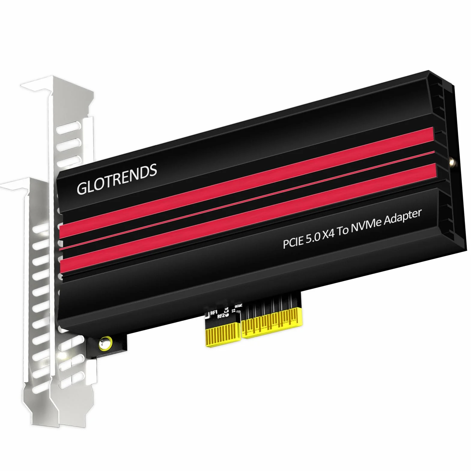 GLOTRENDS PA19 Adapter M.2 NVMe do PCIe 5.0 X4 dla M.2 NVMe SSD, duża aluminiowa osłona radiatora, zwykły i niskoprofilowy wspornik