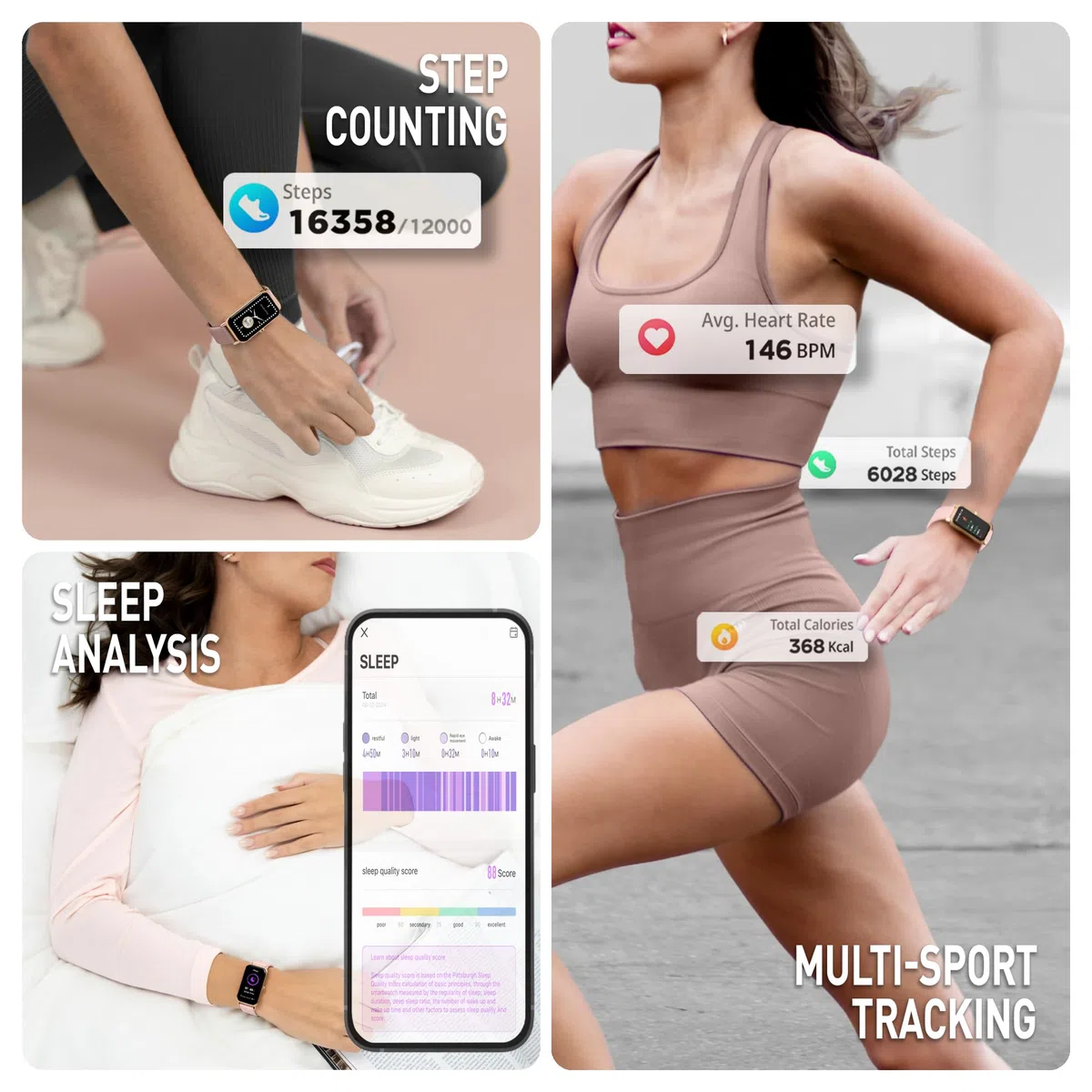 Reflex Active Różowy Nexus damski smartwatch 4,6 cm, funkcje wellness, połączenie GPS, sterowanie muzyką, tryby sportowe, monitorowanie tętna, kontrola tlenu we krwi, sterowanie muzyką, kompatybilny z