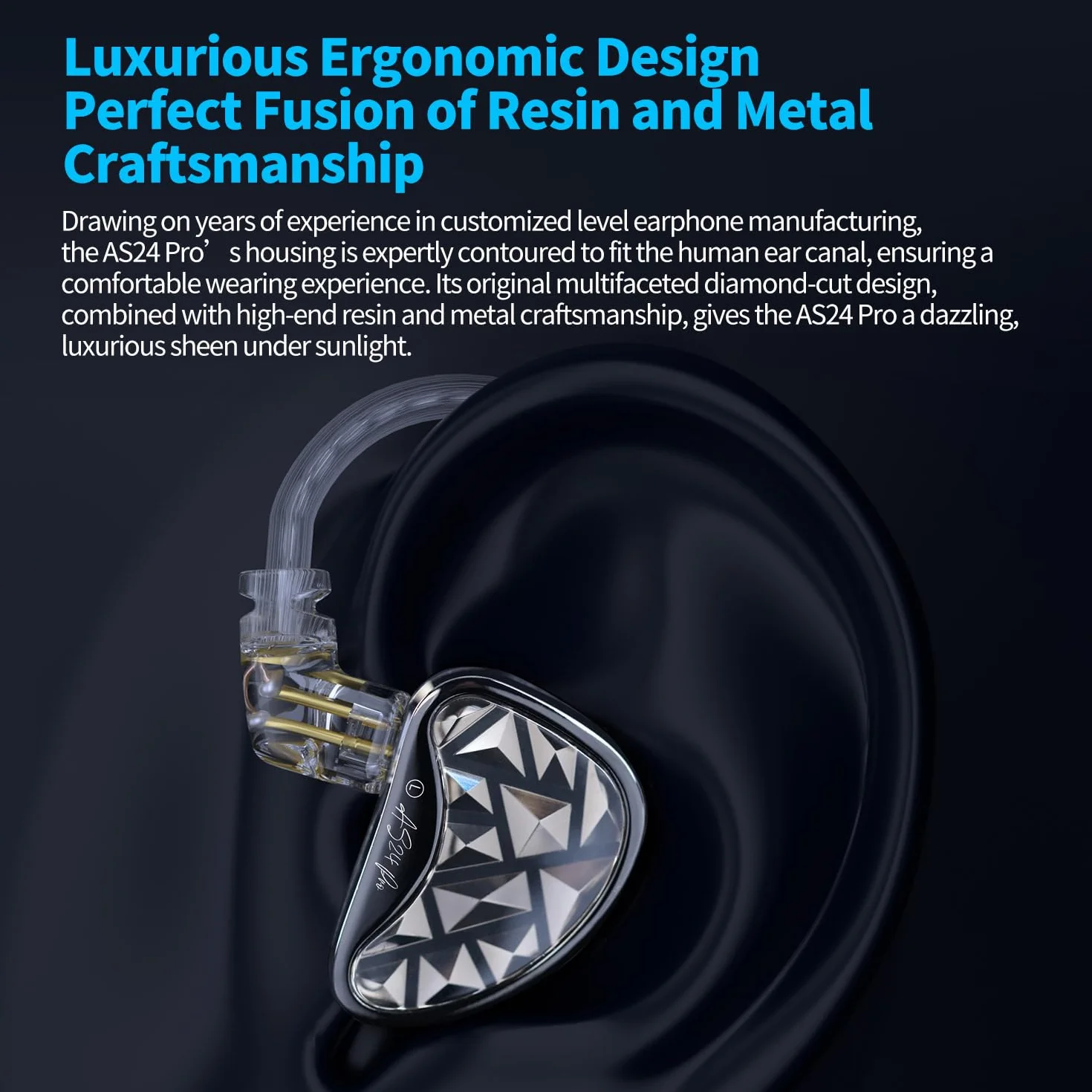 KZA COUSTICS AS24 PRO 24 IEM zrównoważone słuchawki douszne ze zbalansowaną zbroją słuchawki studyjne ze standardową wersją i strojeniem dźwięku HiFi dla audiofilskich muzyków (strojenie bez mikrofonu