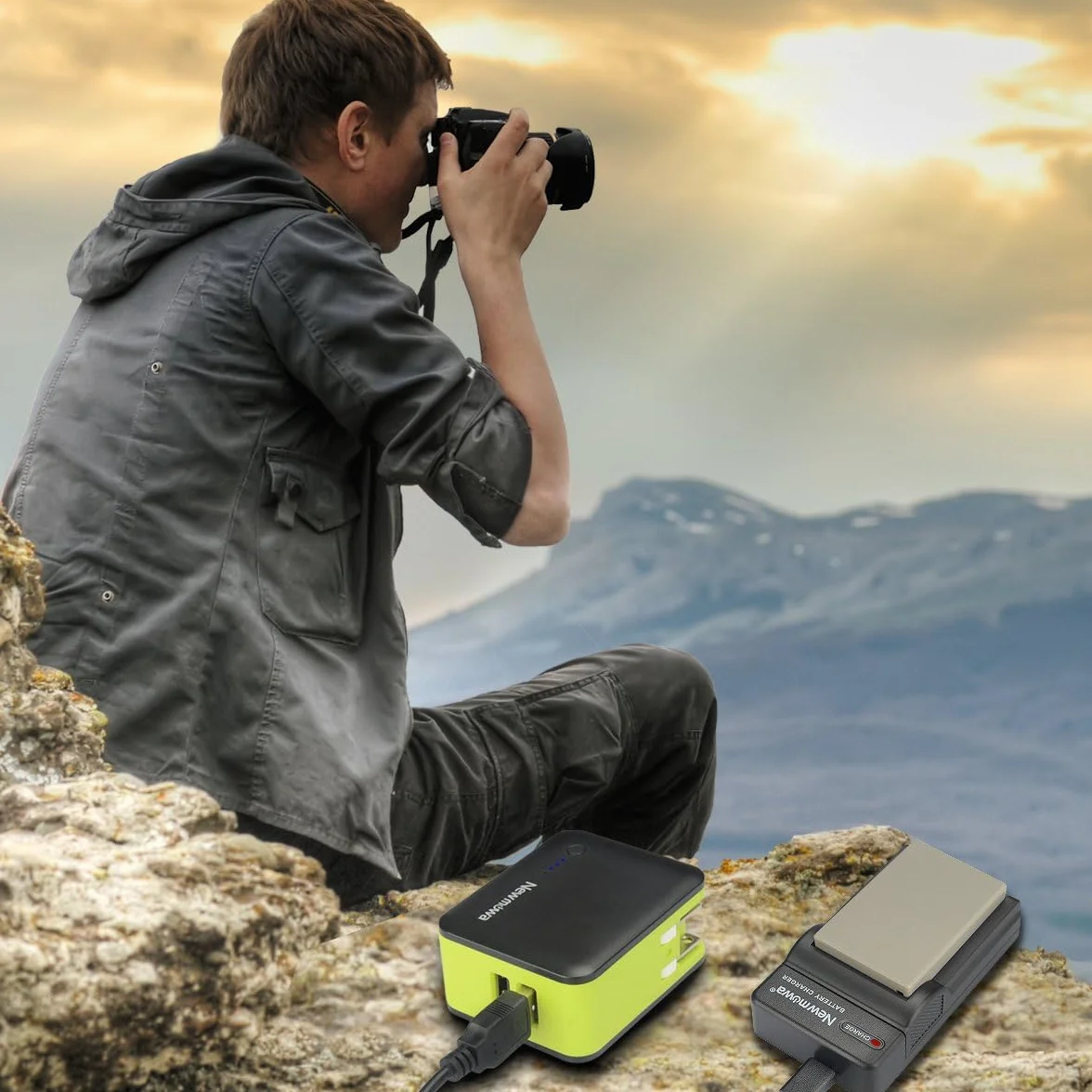 Newmowa BLS-5 zestaw zapasowych baterii (2 szt) i przenośnej ładowarki USB do Olympus BLS-5, BLS-50, PS-BLS5 i Olympus OM-D E-M10, PEN E-PL10, E-PL9, E-PL8, E-PL7, E-PL5, E‑PM2, Stylus 1