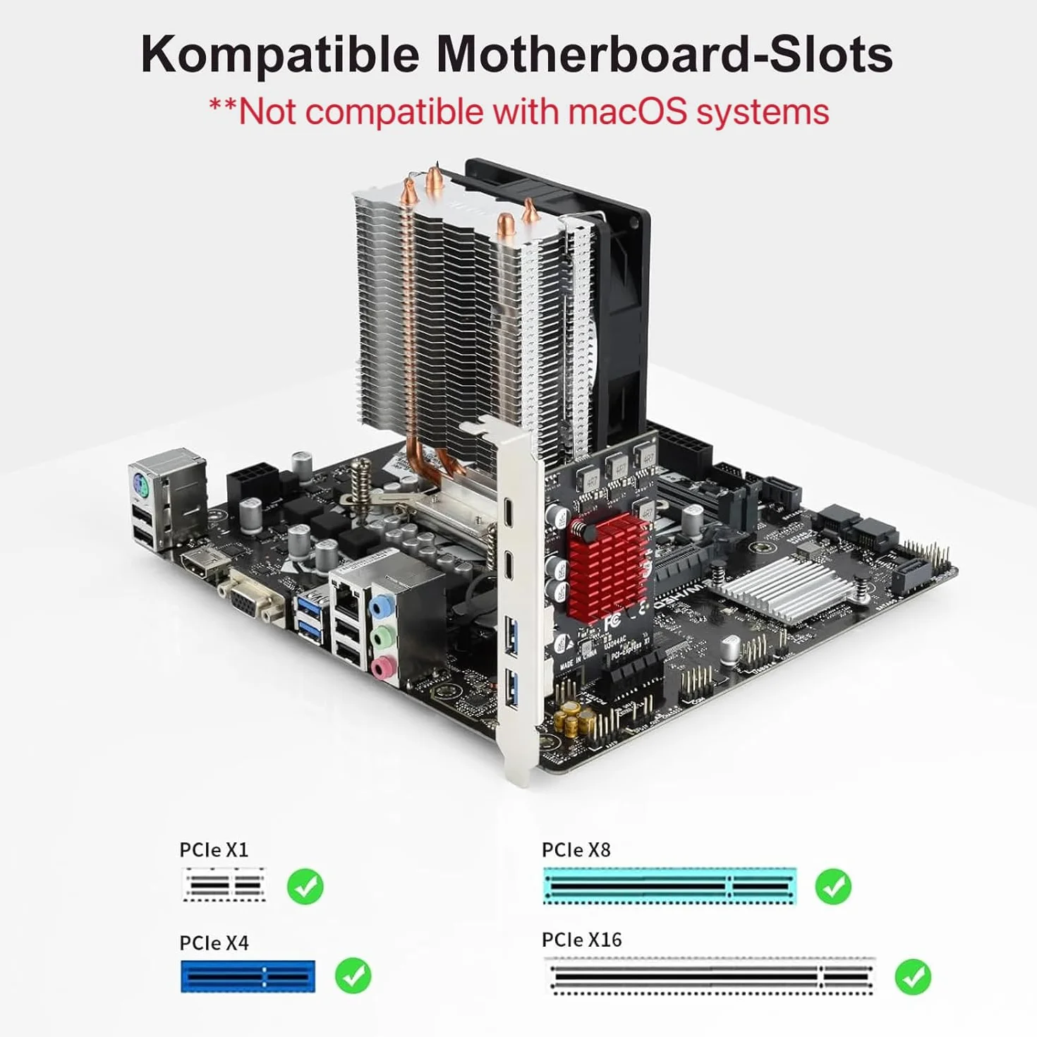 ELUTENG 4 porty USB 3.2 Gen 1 karta rozszerzeń PCIE (2 porty USB-A, 2 porty typu C), superszybka karta PCIE 5 Gb/s do komputera stacjonarnego, obsługa Windows 11/10/8/7/XP