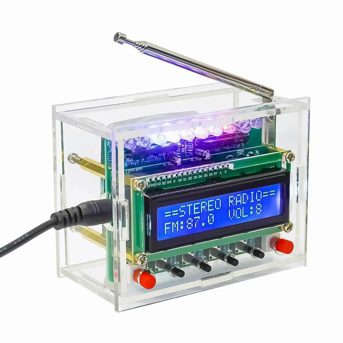 Zestaw radia FM DIY projekty lutowania Radio FM 87-108 MHz zestaw do lutowania wyświetlacz LCD1602 do nauki nauczania STEM edukacja DIY