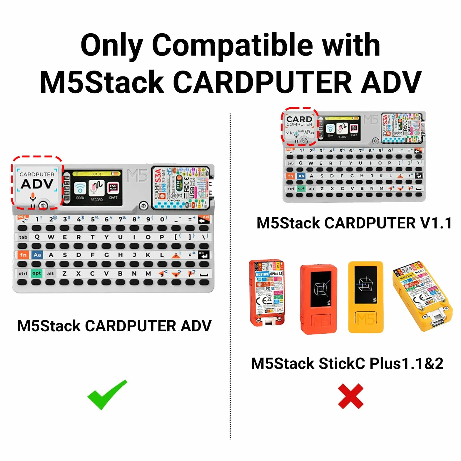 Płyta rozwojowa RF 2 w 1 do M5Stack Cardputer ADV, kompatybilna z NRF24 i CC1101, ulepszone filtrowanie mocy, stabilny moduł edukacyjny 2,4 GHz i 433 MHz (Cardputer nie jest dołączony)