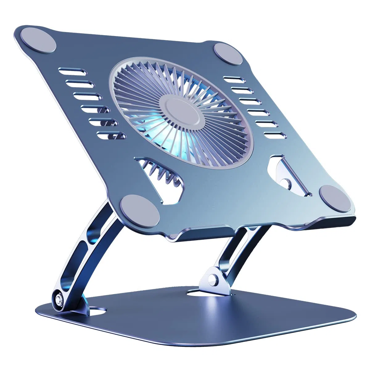 SHUWEI Stojak chłodzący na laptopa z 3-biegowym wentylatorem, regulowana wysokość, stojak na laptopa, ergonimiczna aluminiowa podkładka chłodząca do laptopa 10-15'' - szary (Bule-Grey)