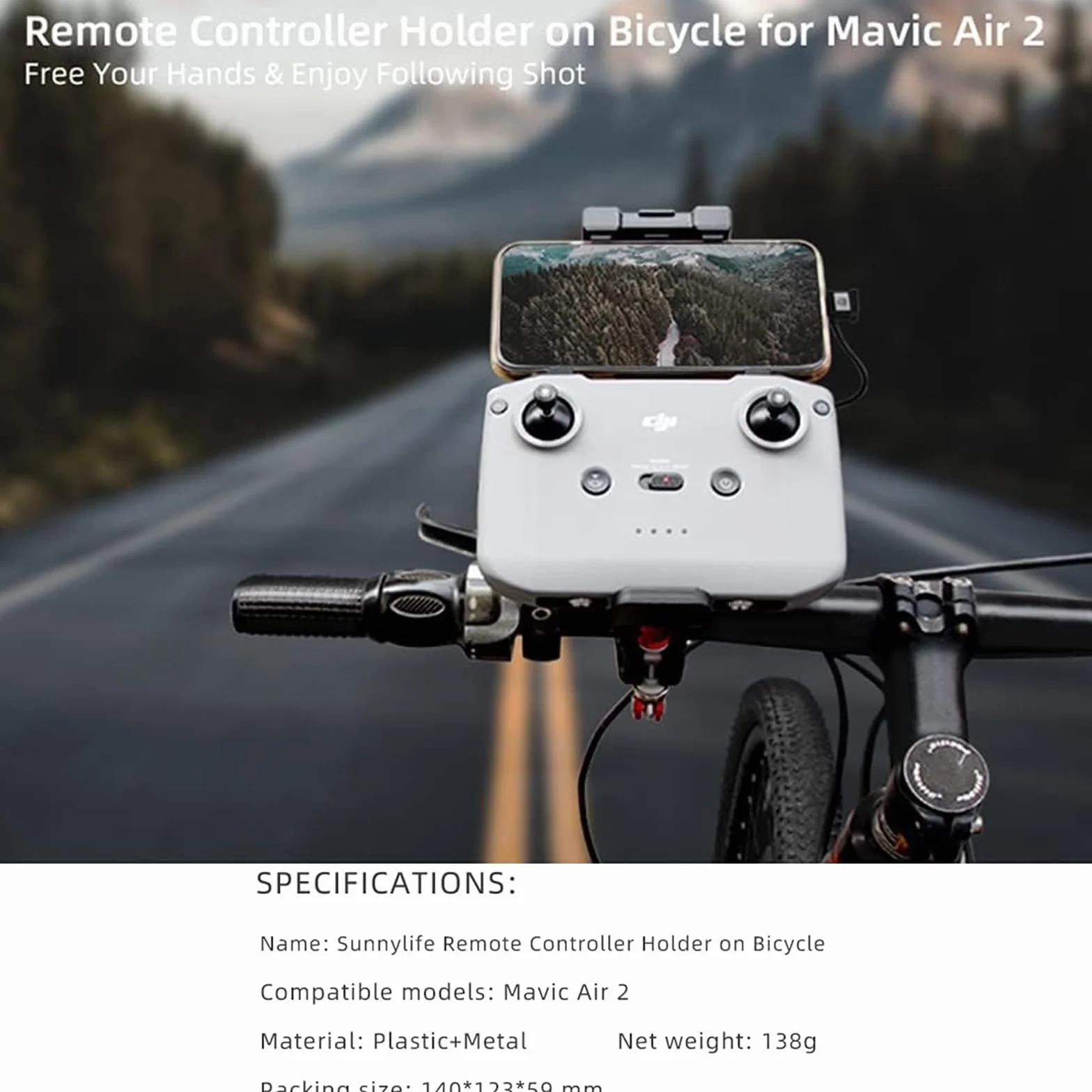 Gdraco Mavic Air 2 uchwyt rowerowy na pilot zdalnego sterowania Air 2S jazda uchwyt na pilot zdalnego sterowania metalowy uchwyt do drona DJI Mini 3 Pro RC-N1/ Mavic 3/Mini 2/ Mavic Air 2 dron