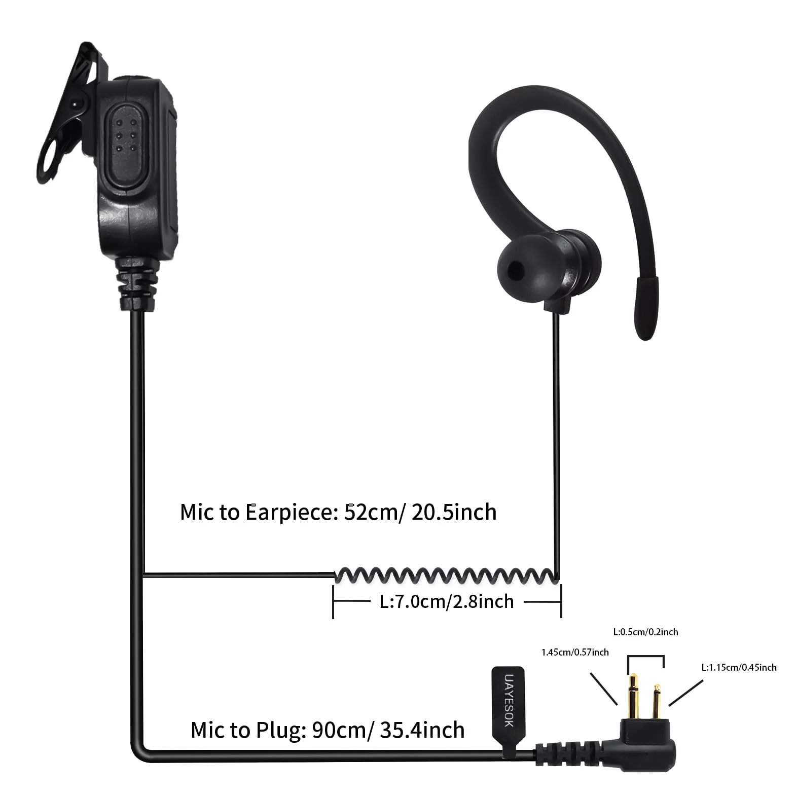 UAYESOK Słuchawki Walkie Talkie, G-Shape Bodyguard Security Radio słuchawka 2-pinowa z mikrofonem PTT i słuchawkami dousznymi do radia dwukierunkowego Motorola CP040 DP1400 GP300 XT420 XT460 Hytera