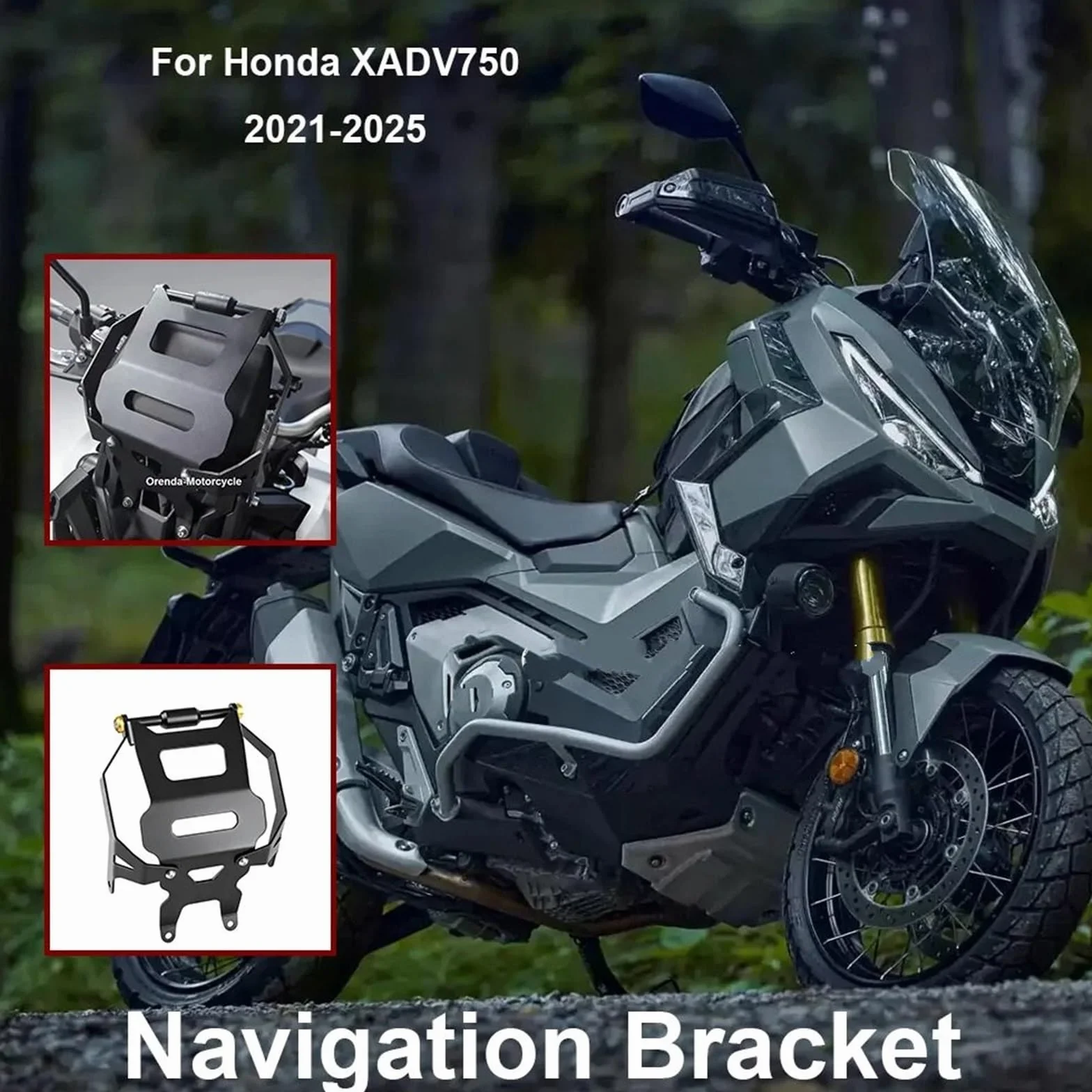 Uchwyt do nawigacji GPS Uchwyt na nawigację motocyklową, czarne części, uchwyt na nawigację GPS, pasuje do Hondy XADV 750 2021-(Silver)