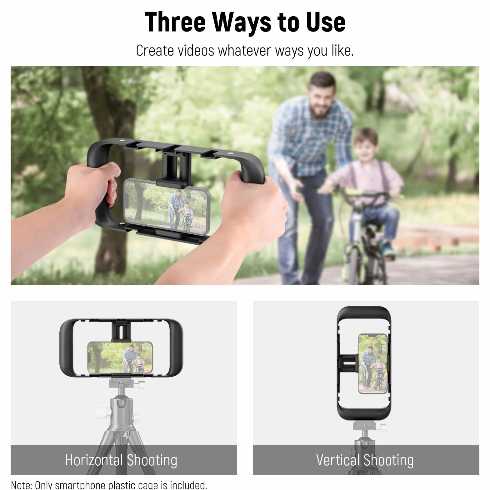 NEEWER Uchwyt na telefon komórkowy, klatka stabilizatora z akcesoriami i gwintem 1/4", kompatybilna z iPhone 14 Plus/Pro Max 13 Mini/Pro Max X XS Max XR Android