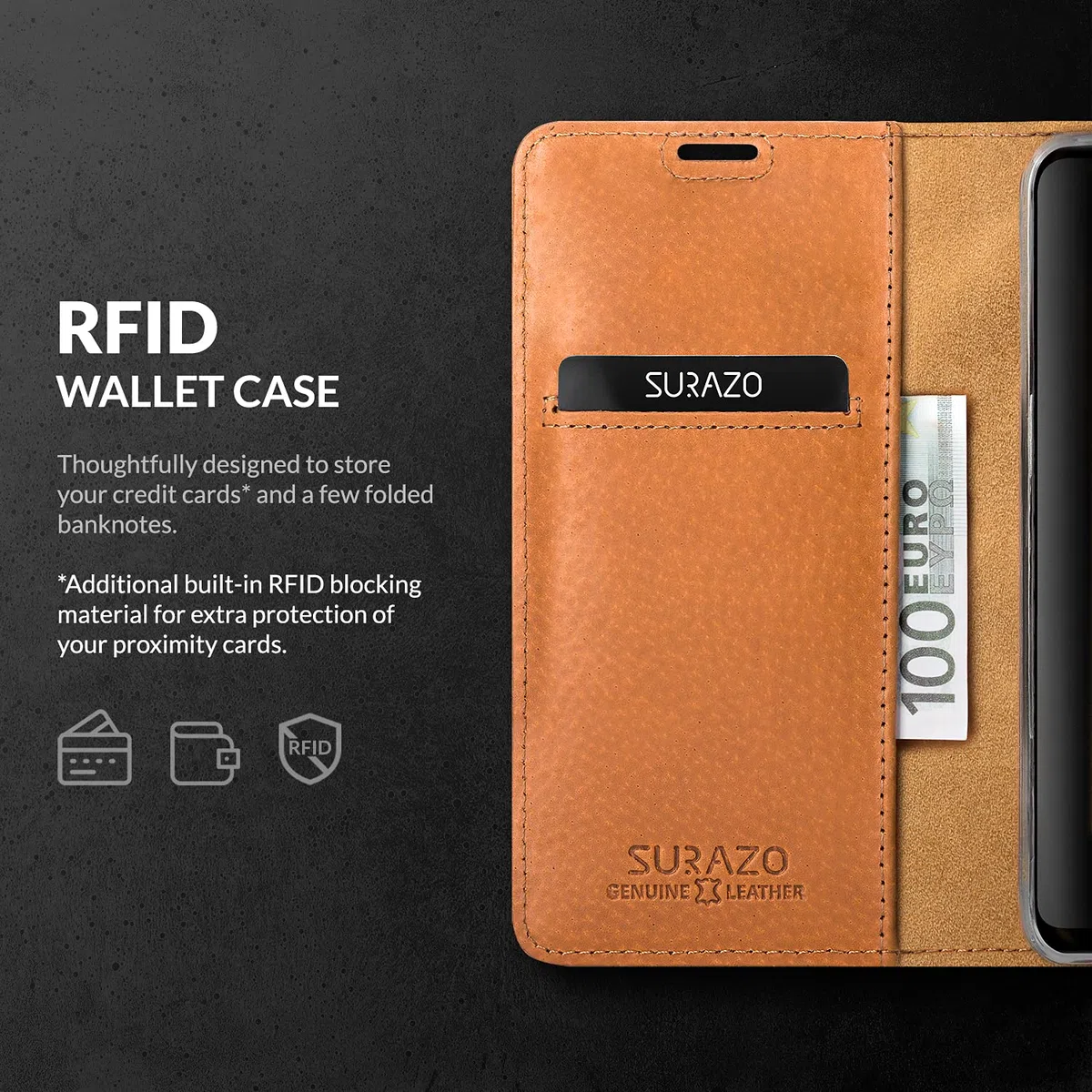 SURAZO Inteligentne magnetyczne etui na telefon komórkowy Samsung Galaxy S20 FE 4G i 5G – etui premium z prawdziwej skóry z motywem łapy – etui z klapką z kieszenią na karty, ochroną RFID, ręcznie