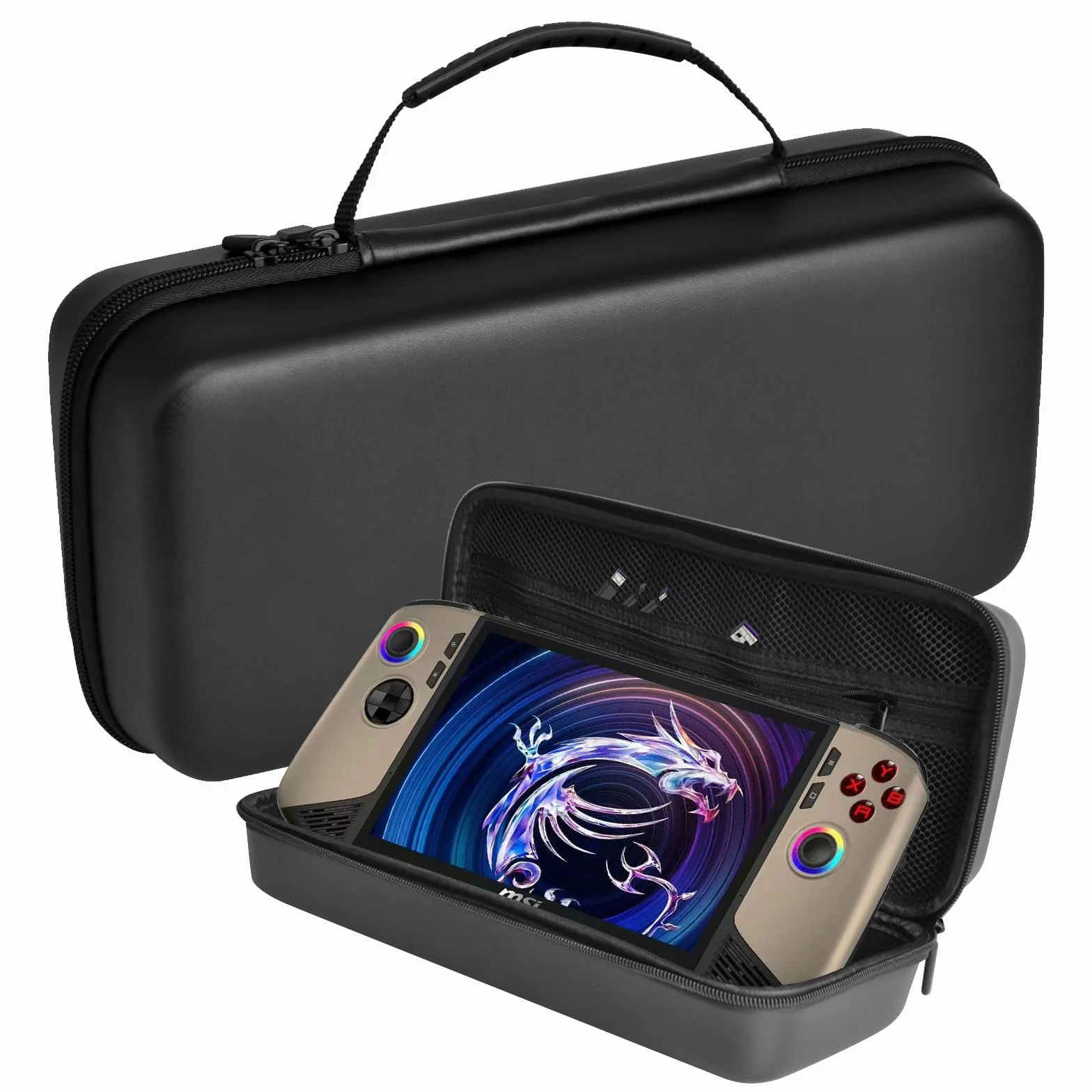Hzycwgone EVA Etui do MSI Claw 8 AI+(2025),Pokrowiec na Torbę Podróżną do MSI console portable Claw 8 AI+ A2VM 2025,Twardy Futerał z Tryb podstawki i Siatkowa Kieszeń do MSI Claw 8 AI+ 2025(Czarny)