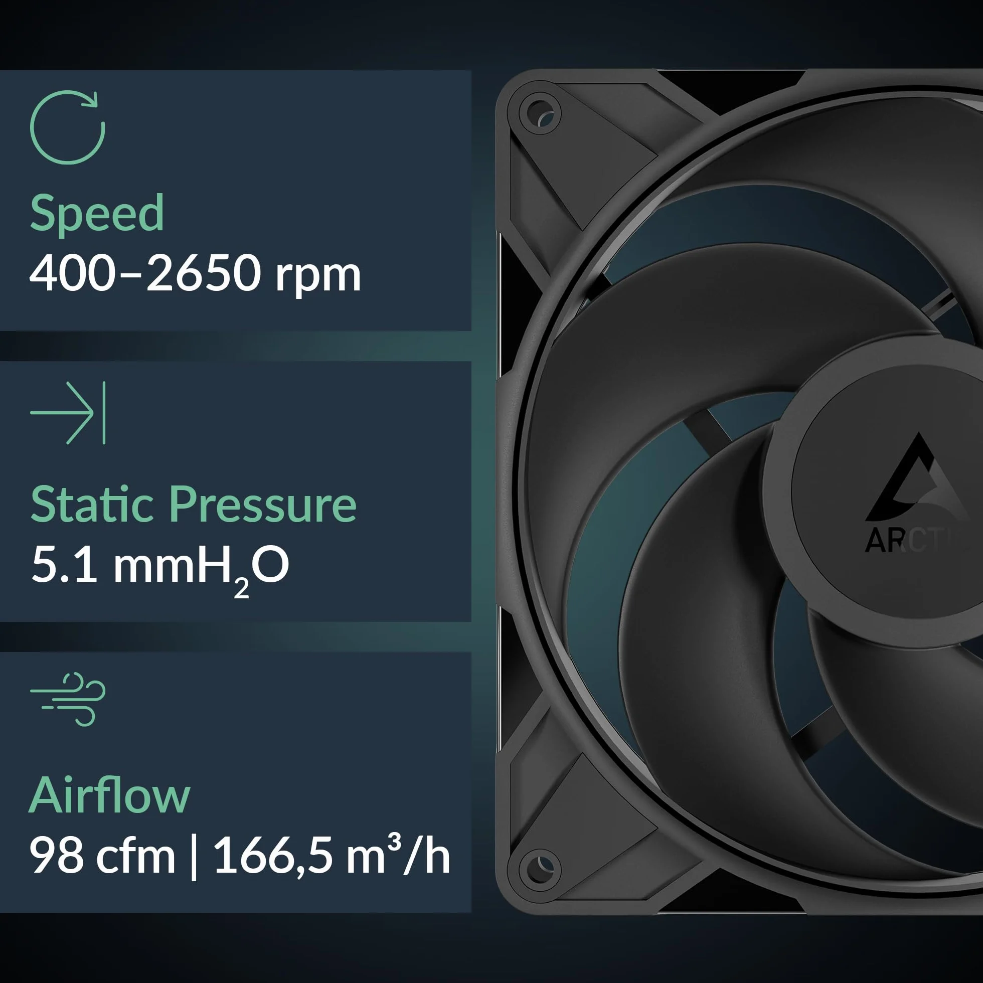 ARCTIC P14 Pro Reverse 3-Pack 140 mm Wentylator PWM FDB Czarny
