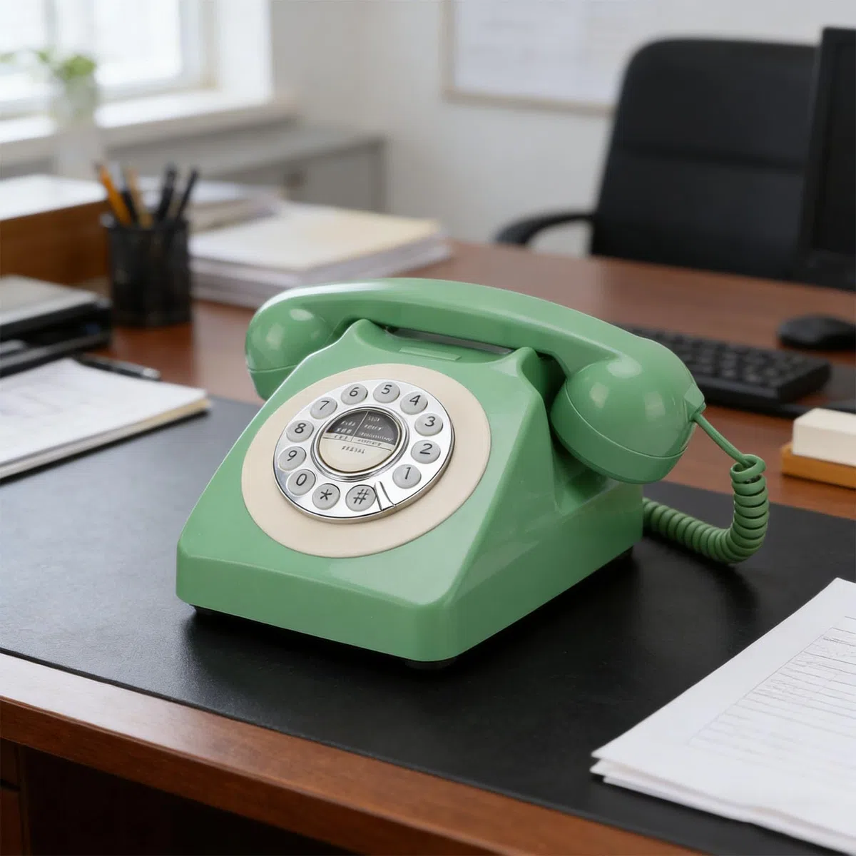 GOWENIC Przewodowy Telefon Stacjonarny w Stylu Retro z Przyciskami Ponownego Wybierania Zapewniającymi Bezpieczeństwo w Przypadku Awarii Zasilania i Klasycznym Wystrojem Domu dla Osób Starszych,