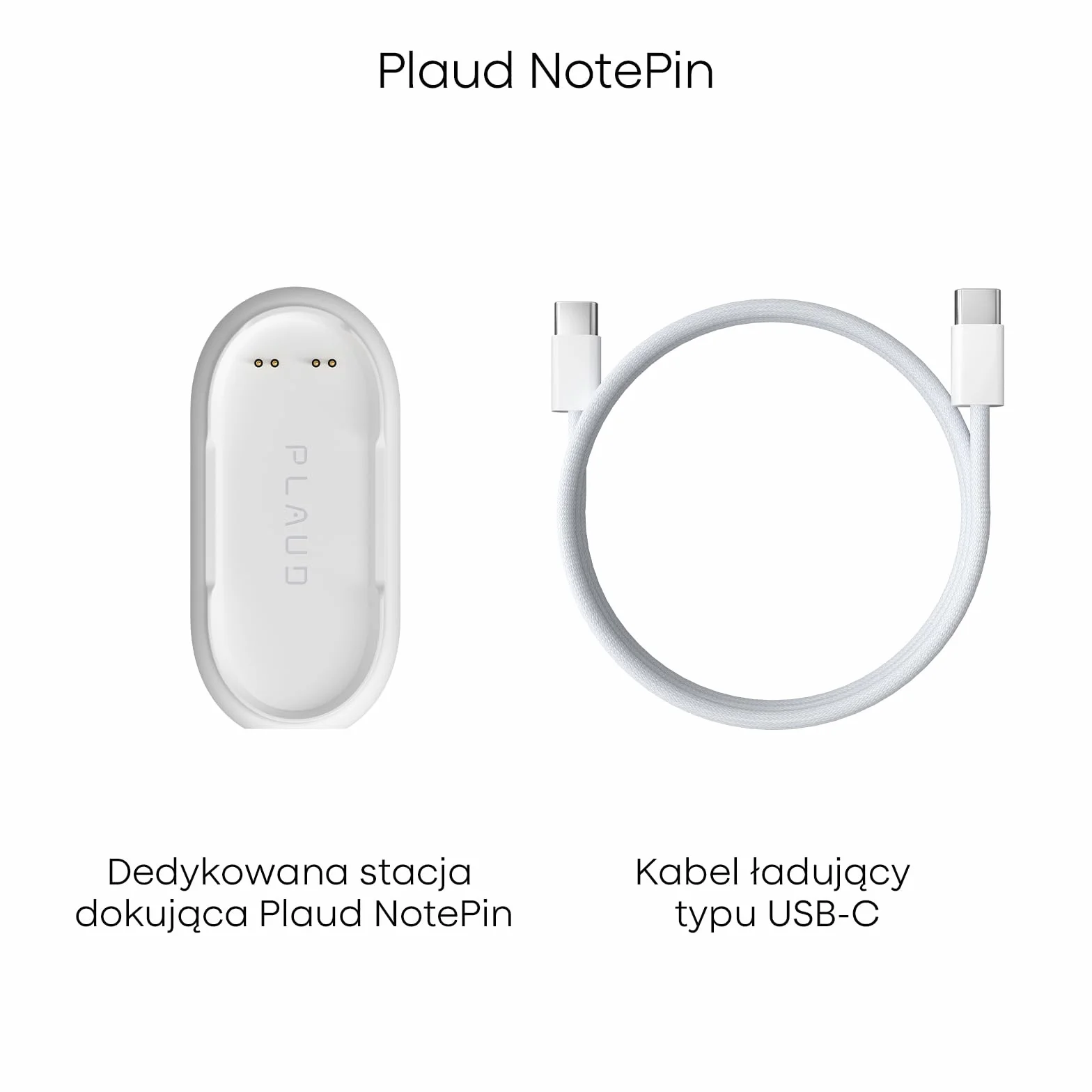 Plaud NotePin i NotePin S tacja Ładowania Magnetyczna z Antypoślizgową Podstawą i Kablem USB-C, Szybkie Ładowanie 2h, Akcesorium do Dyktafonu AI NotePin S