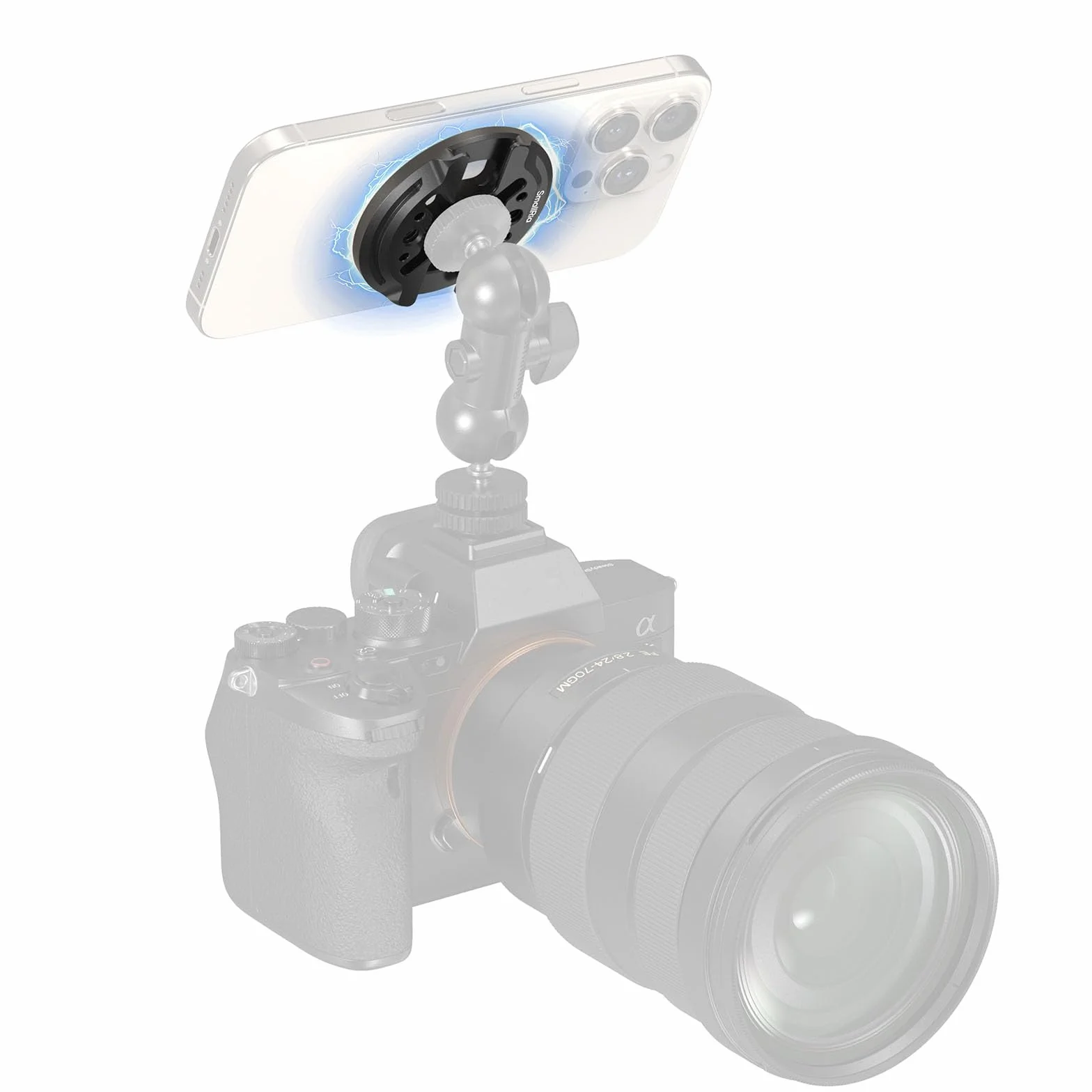 SmallRig Magnetic Phone Mount Plate do iPhone'a, Mocowanie na Zimną Stopkę, Otwór Gwintowany 1/4"-20, do DJI Mic 2, Kije do Selfie z Głowicą Kulową