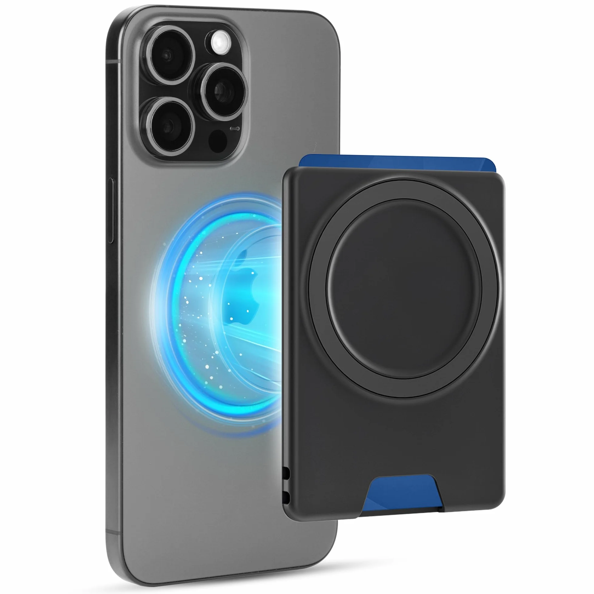 PROfezzion Dwustronna Magnetyczna Portmonetka Etui na 2 Karty Kompatybilny z MagSafe iPhone 16/15/14/13/12 Pro Max Plus Czarny