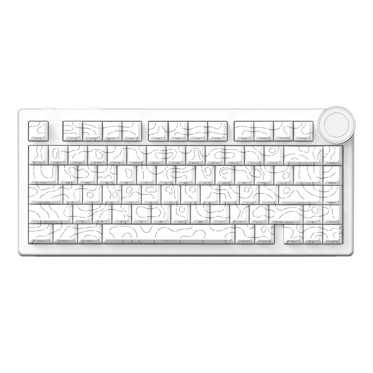 EPOMAKER AJAZZ AK820 V2 mechaniczna klawiatura do gier, 3 tryby pracy, duże niestandardowe pokrętło, 2,4 GHz/BT bezprzewodowa, 81 klawiszy, Hot-Swap, 75% angielska klawiatura QWERTY do gier (biała