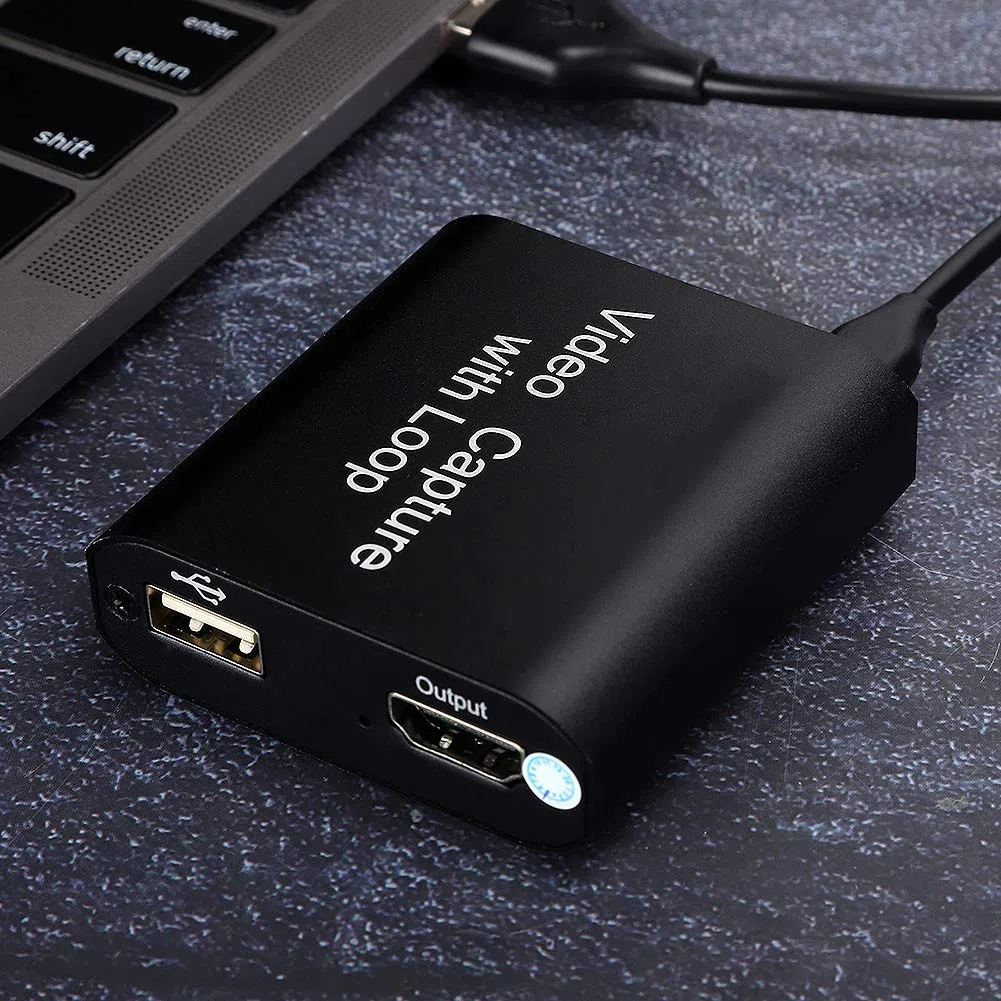 KIKYO Karta przechwytująca, karta przechwytywania wideo USB3.0 z wyjściem Loop Out, karta przechwytująca HDMI 4K Ultra HD, pasuje do konsoli do gier, PS4, PS3, Xbox One, czarna